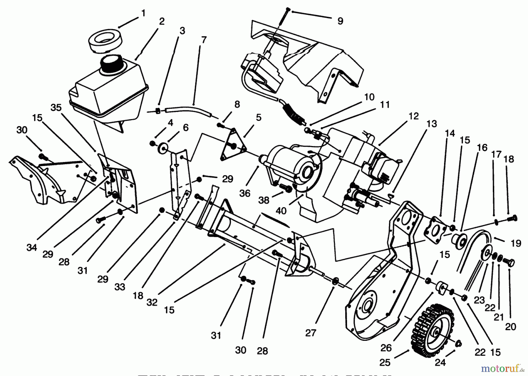  Toro Neu Snow Blowers/Snow Throwers Seite 1 38195 - Toro CCR 1000 Snowthrower, 1995 (59000001-59999999) ENGINE & FRAME ASSEMBLY MODEL 38195 (ELECTRIC)