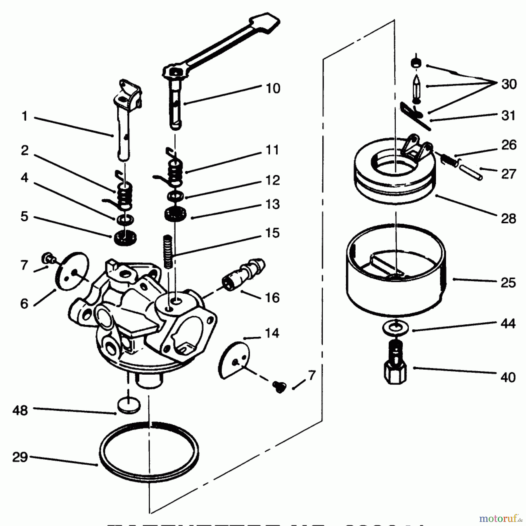 Toro Neu Snow Blowers/Snow Throwers Seite 1 38196 - Toro CCR 1000 Snowthrower, 1996 (6900001-6999999) CARBURETOR NO. 632641