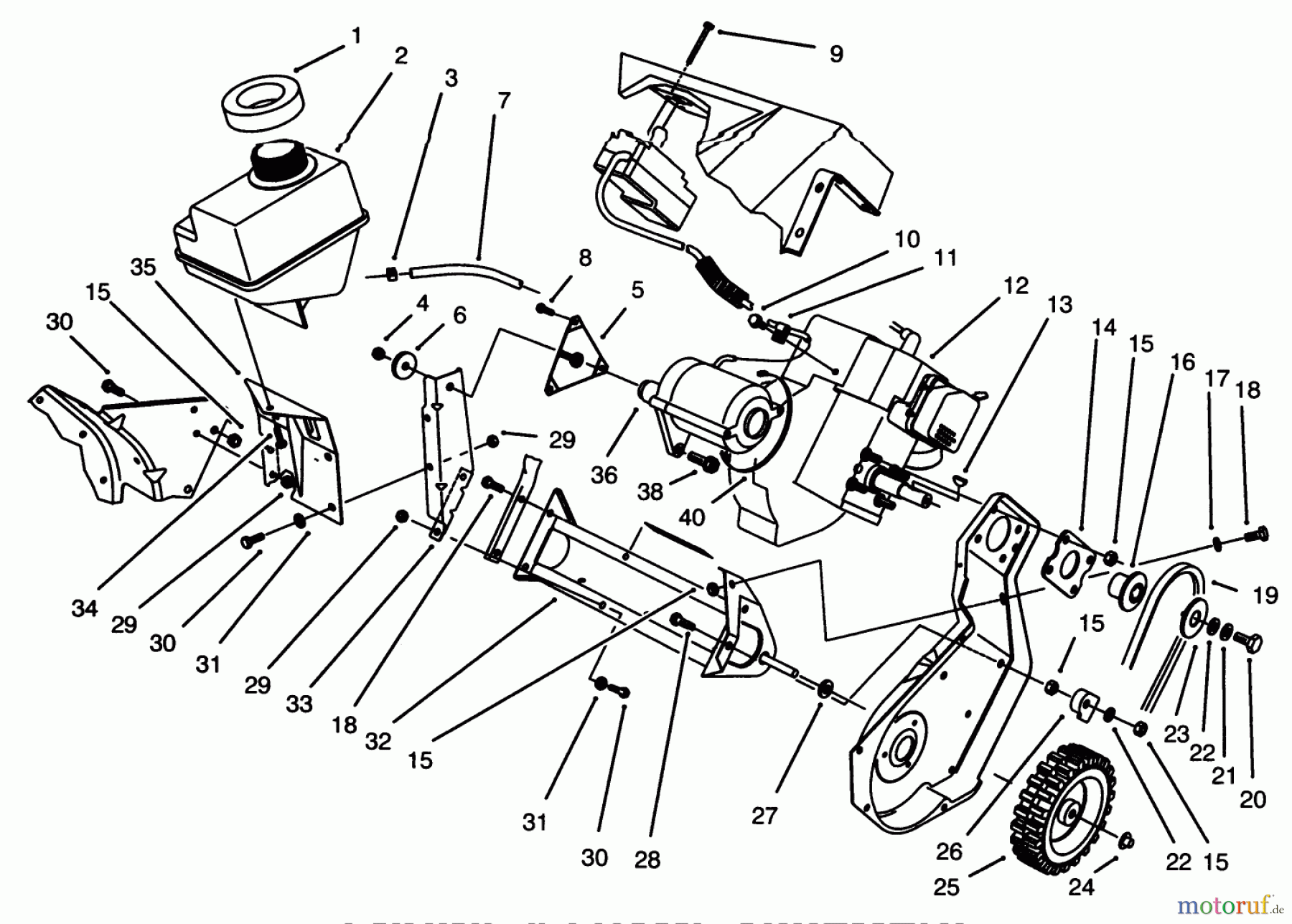 Toro Neu Snow Blowers/Snow Throwers Seite 1 38196 - Toro CCR 1000 Snowthrower, 1996 (6900001-6999999) ENGINE & FRAME ASSEMBLY MODEL 38196 (ELECTRIC)