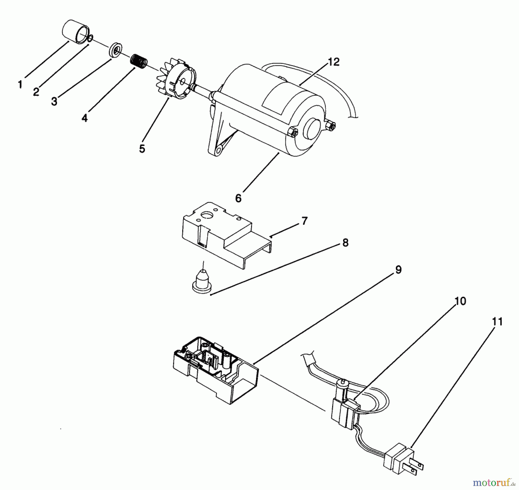 Toro Neu Snow Blowers/Snow Throwers Seite 1 38195 - Toro CCR 1000 Snowthrower, 1991 (1000001-1999999) STARTER MOTOR ASSEMBLY
