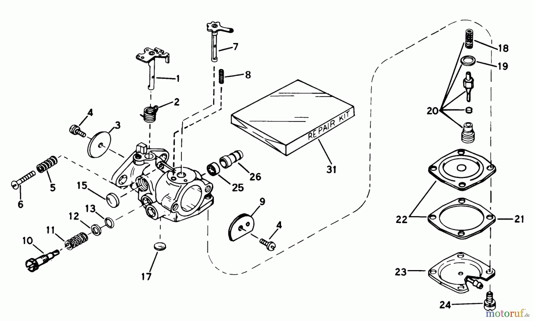 Toro Neu Snow Blowers/Snow Throwers Seite 1 38235 (S-200) - Toro S-200 Snowthrower, 1980 (0000001-0999999) CARBURETOR NO. 632101 ENGINE MODEL AH520 TYPE 1585A UNIT MODEL 38225 (USED ON UNITS WITH SERIAL NO. 0000001 THRU 0299999) ENGINE