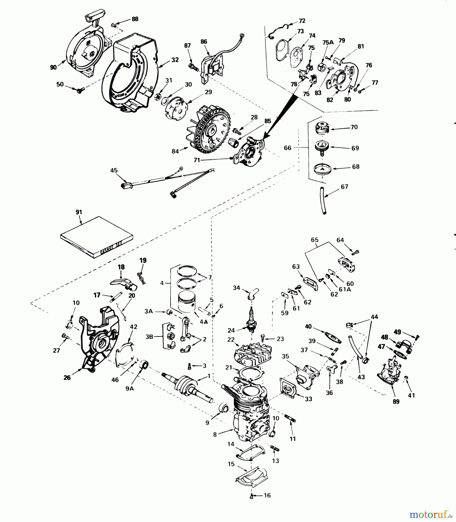 Toro Neu Snow Blowers/Snow Throwers Seite 1 38232 (S-200) - Toro S-200 Snowthrower, 1981 (1000001-1999999) ENGINE ASSEMBLY #2