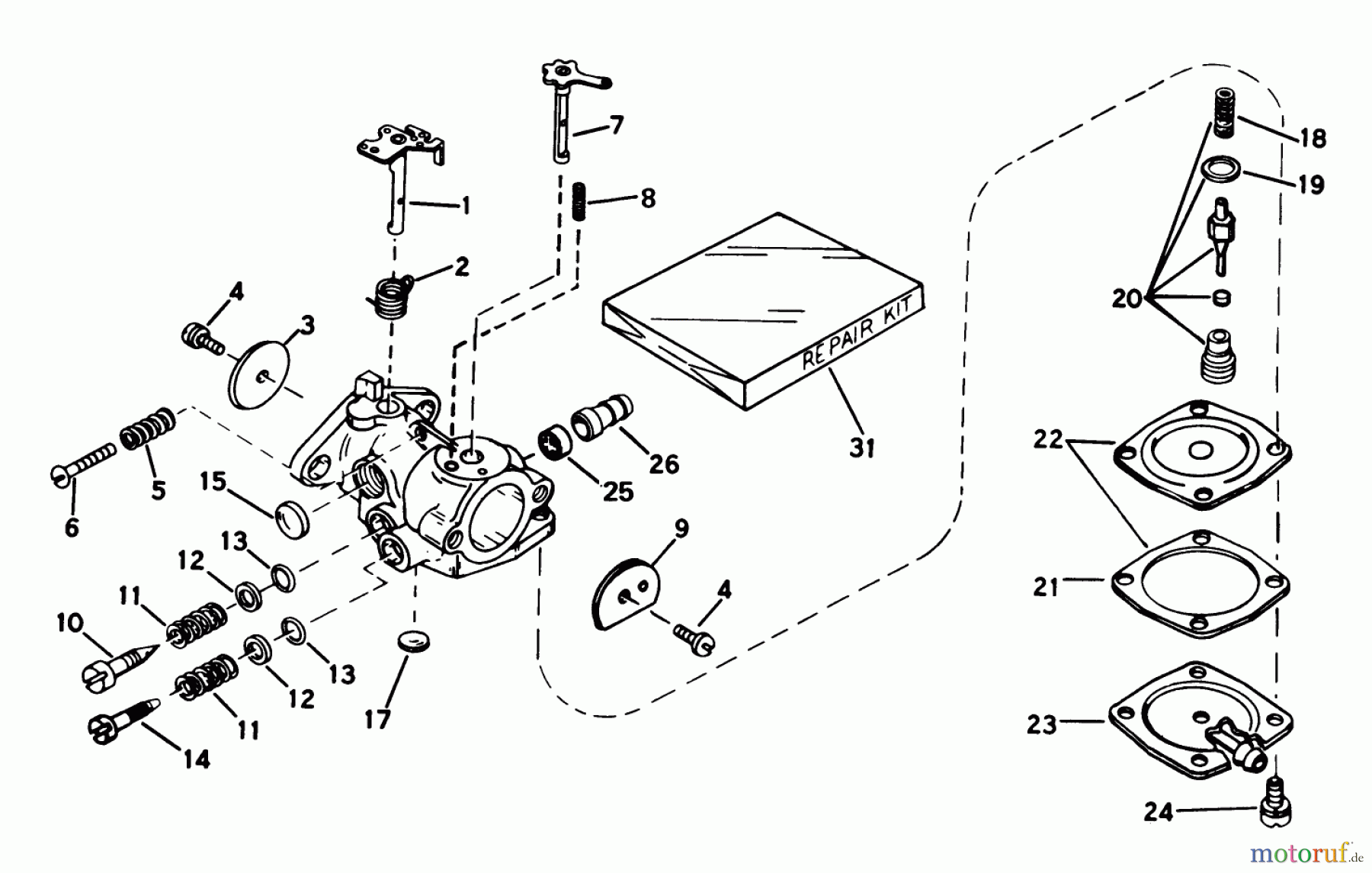 Toro Neu Snow Blowers/Snow Throwers Seite 1 38232 (S-200) - Toro S-200 Snowthrower, 1982 (2000001-2999999) CARBURETOR NO. 631887