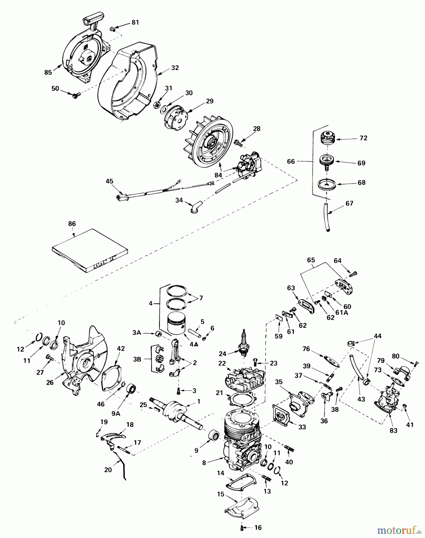Toro Neu Snow Blowers/Snow Throwers Seite 1 38235 (S-200) - Toro S-200 Snowthrower, 1980 (0000001-0999999) ENGINE ASSEMBLY ENGINE TECUMSEH MODEL NO. AH520 TYPE 1585B UNIT MODEL 38225 (USED ON UNITS WITH SERIAL NO. 0300000 THRU 0309000)
