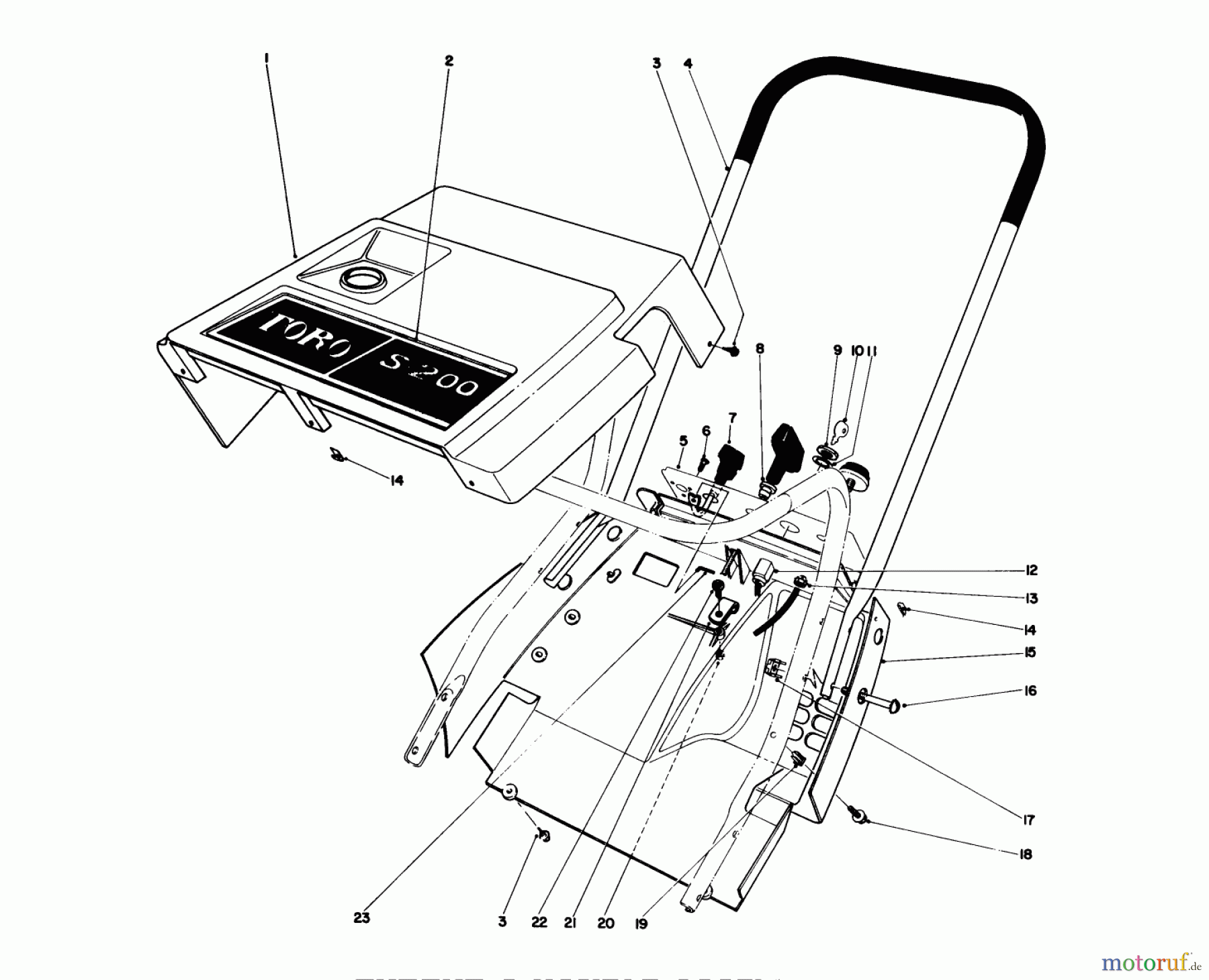 Toro Neu Snow Blowers/Snow Throwers Seite 1 38235 (S-200) - Toro S-200 Snowthrower, 1981 (1000001-1999999) SHROUD & HANDLE ASSEMBLY