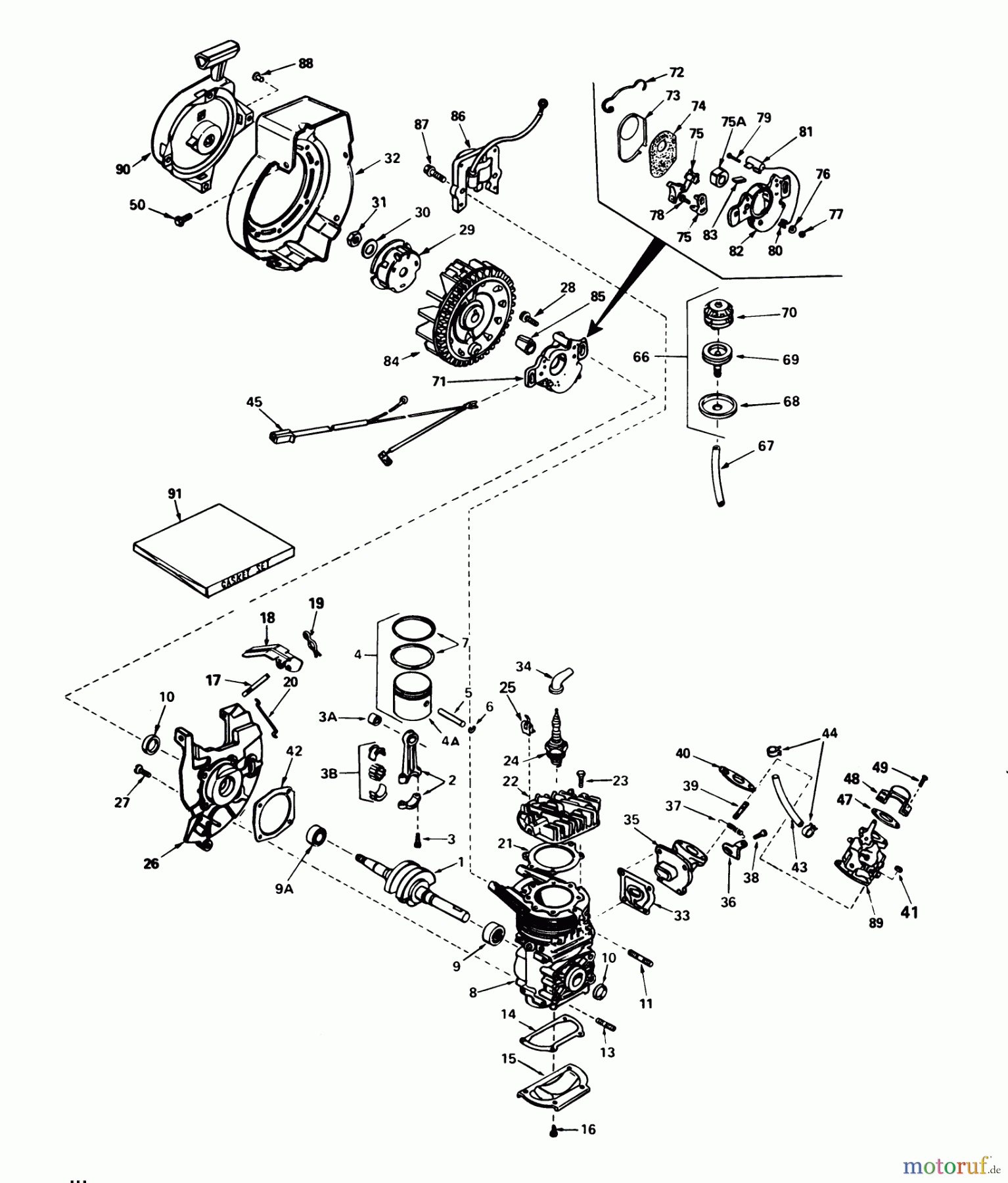 Toro Neu Snow Blowers/Snow Throwers Seite 1 38242 (S-200) - Toro S-200 Snowthrower, 1982 (2000001-2999999) ENGINE ASSEMBLY ENGINE TECUMSEH MODEL NO. AH520 TYPE 1603A UNIT MODEL NO. 38252