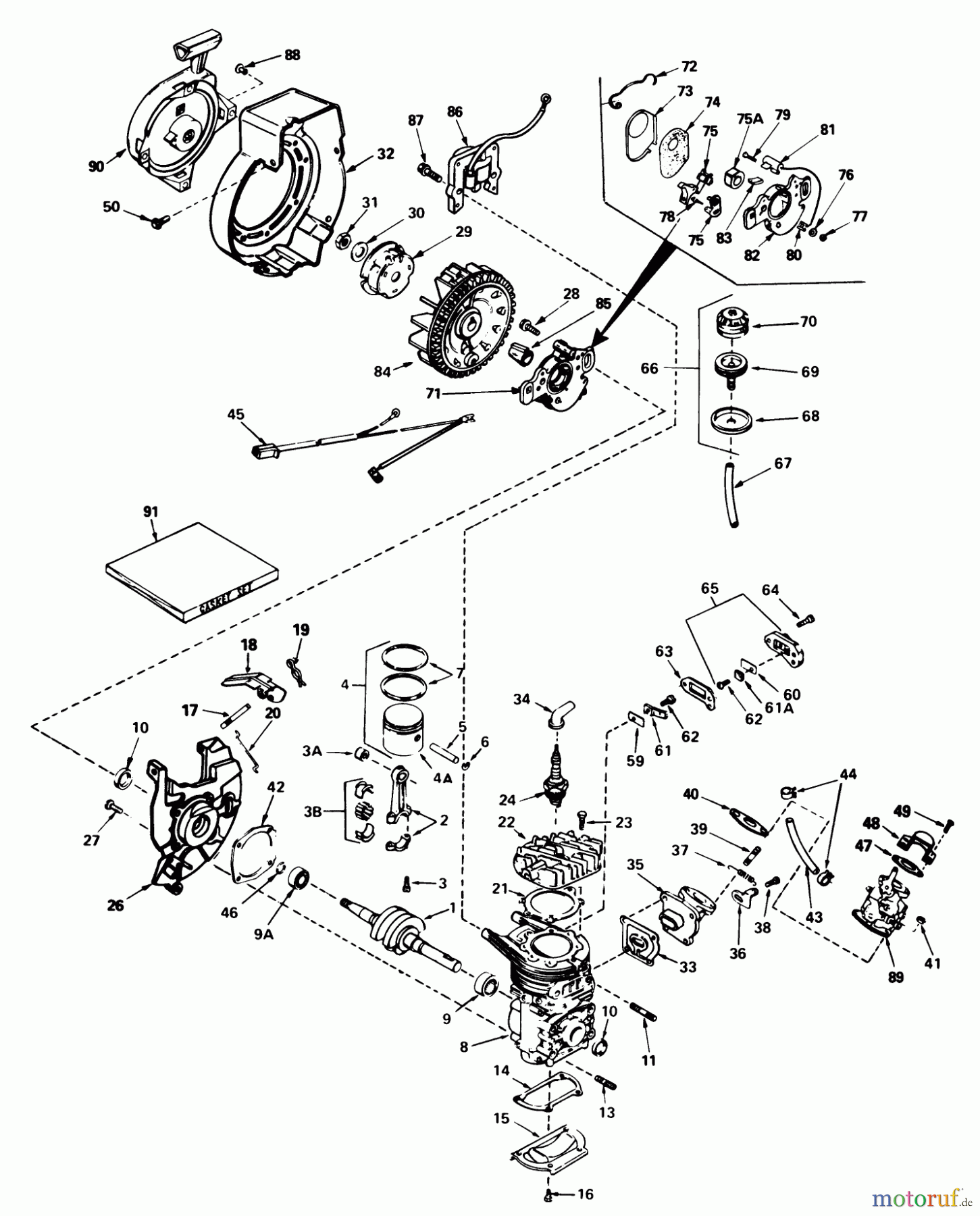 Toro Neu Snow Blowers/Snow Throwers Seite 1 38242 (S-200) - Toro S-200 Snowthrower, 1983 (3000001-3999999) ENGINE ASSEMBLY ENGINE TECUMSEH MODEL NO. AH520 TYPE 1602