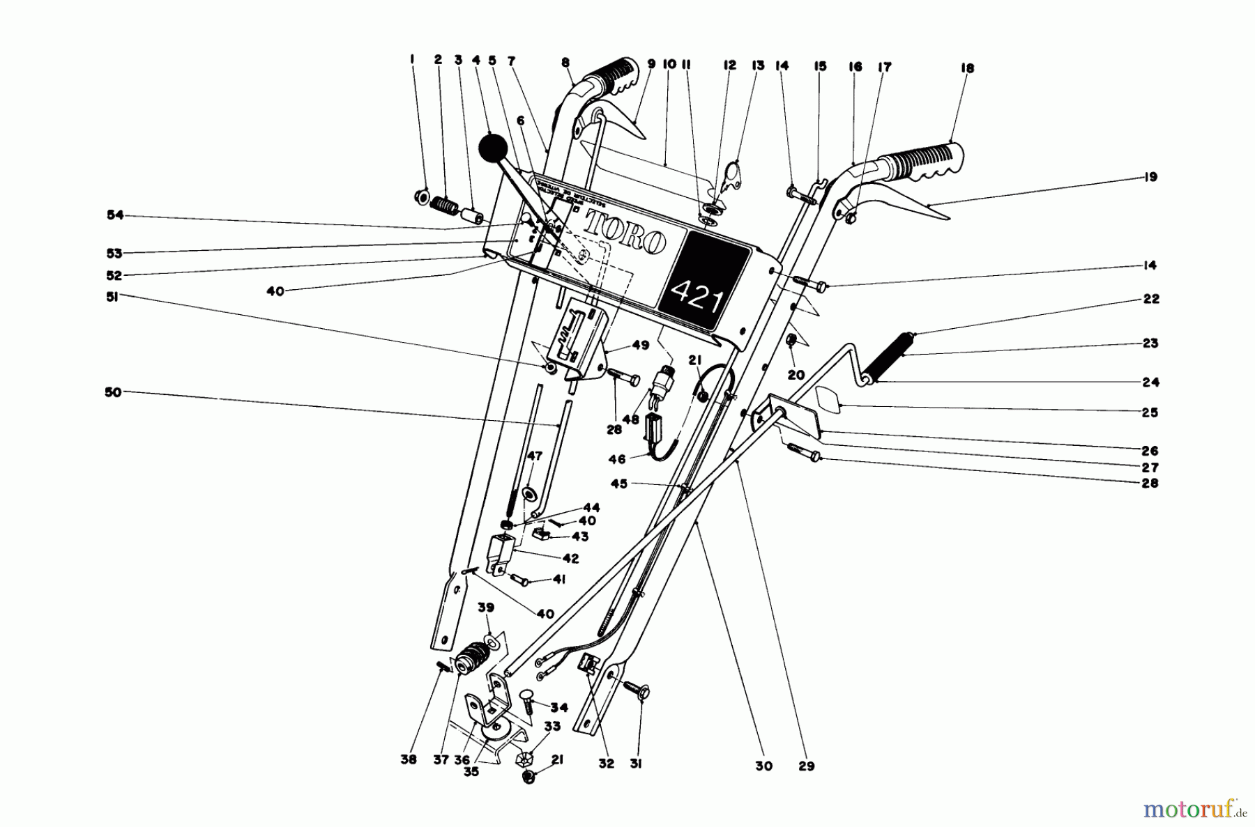 Toro Neu Snow Blowers/Snow Throwers Seite 1 38250 (421) - Toro 421 Snowthrower, 1980 (0000001-0999999) HANDLE ASSEMBLY