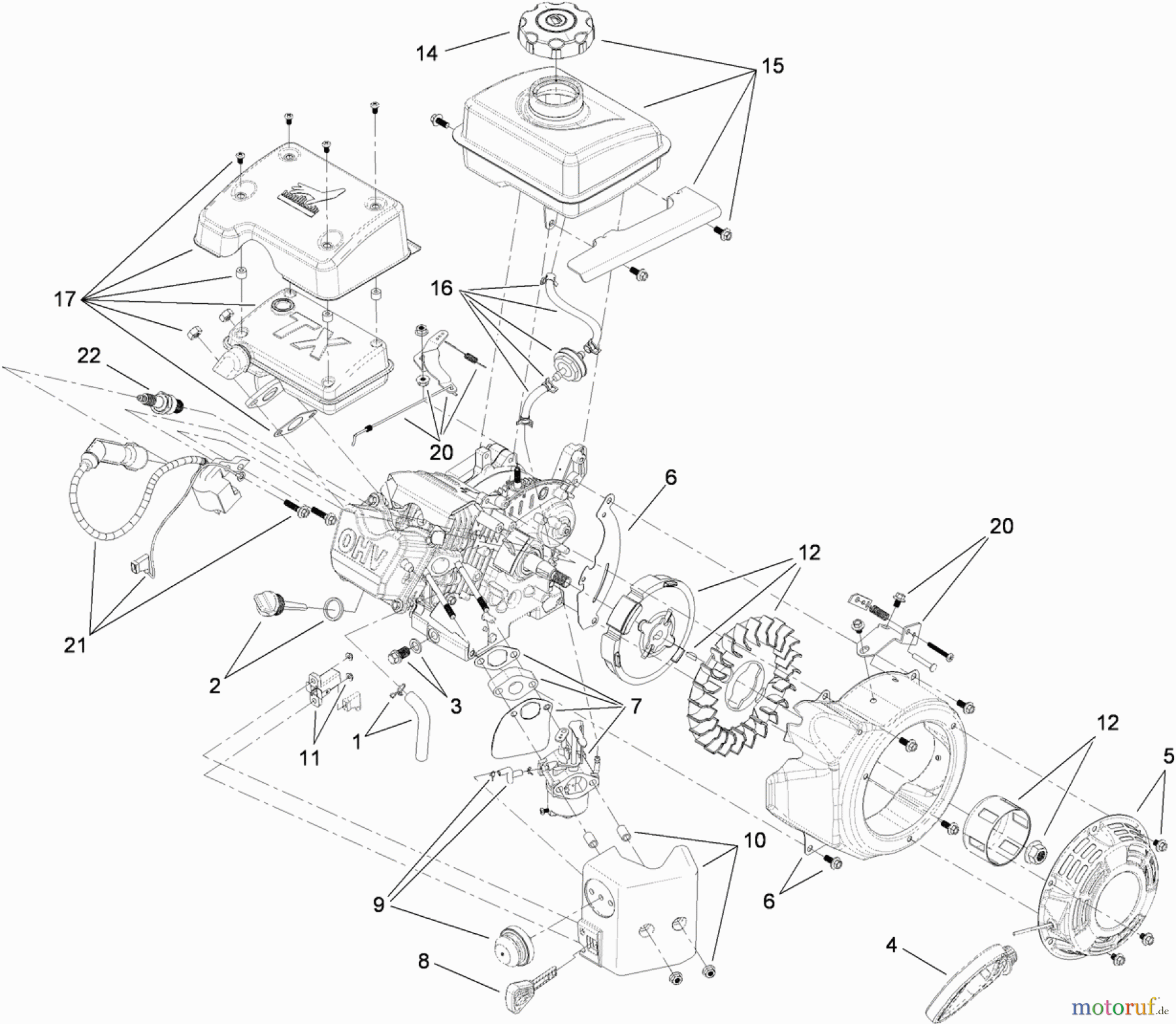 Toro Neu Snow Blowers/Snow Throwers Seite 1 38272 (180) - Toro Power Clear 180 Snowthrower, 2010 (310002467-310007385) RECOIL ENGINE COMPONENT ASSEMBLY NO. 119-1920