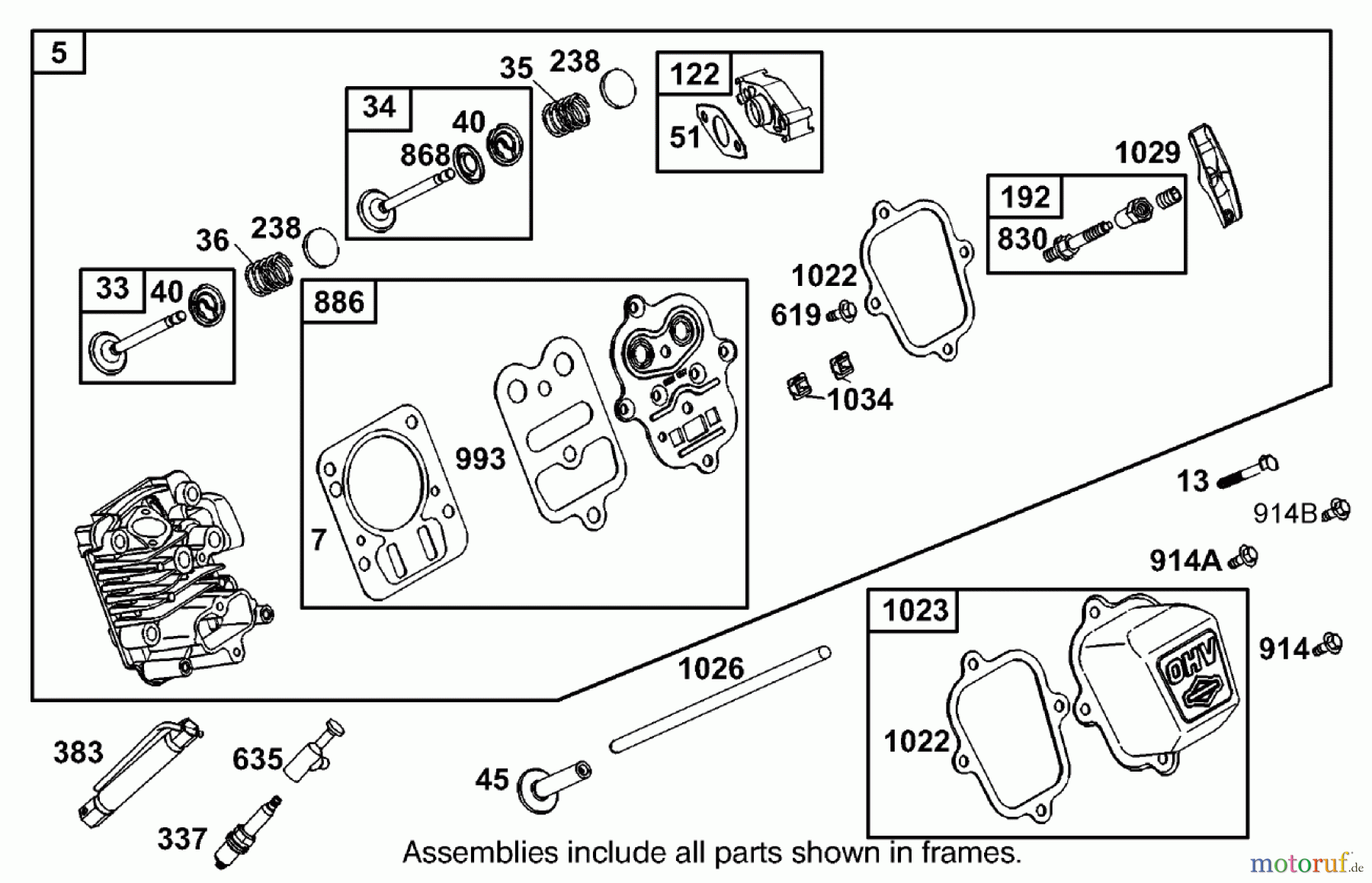 Toro Neu Blowers/Vacuums/Chippers/Shredders 62925 - Toro 5.5 hp Lawn Vacuum, 2004 (240000001-240999999) CYLINDER HEAD ASSEMBLY ENGINE BRIGGS AND STRATTON MODEL 126302-0245-E1