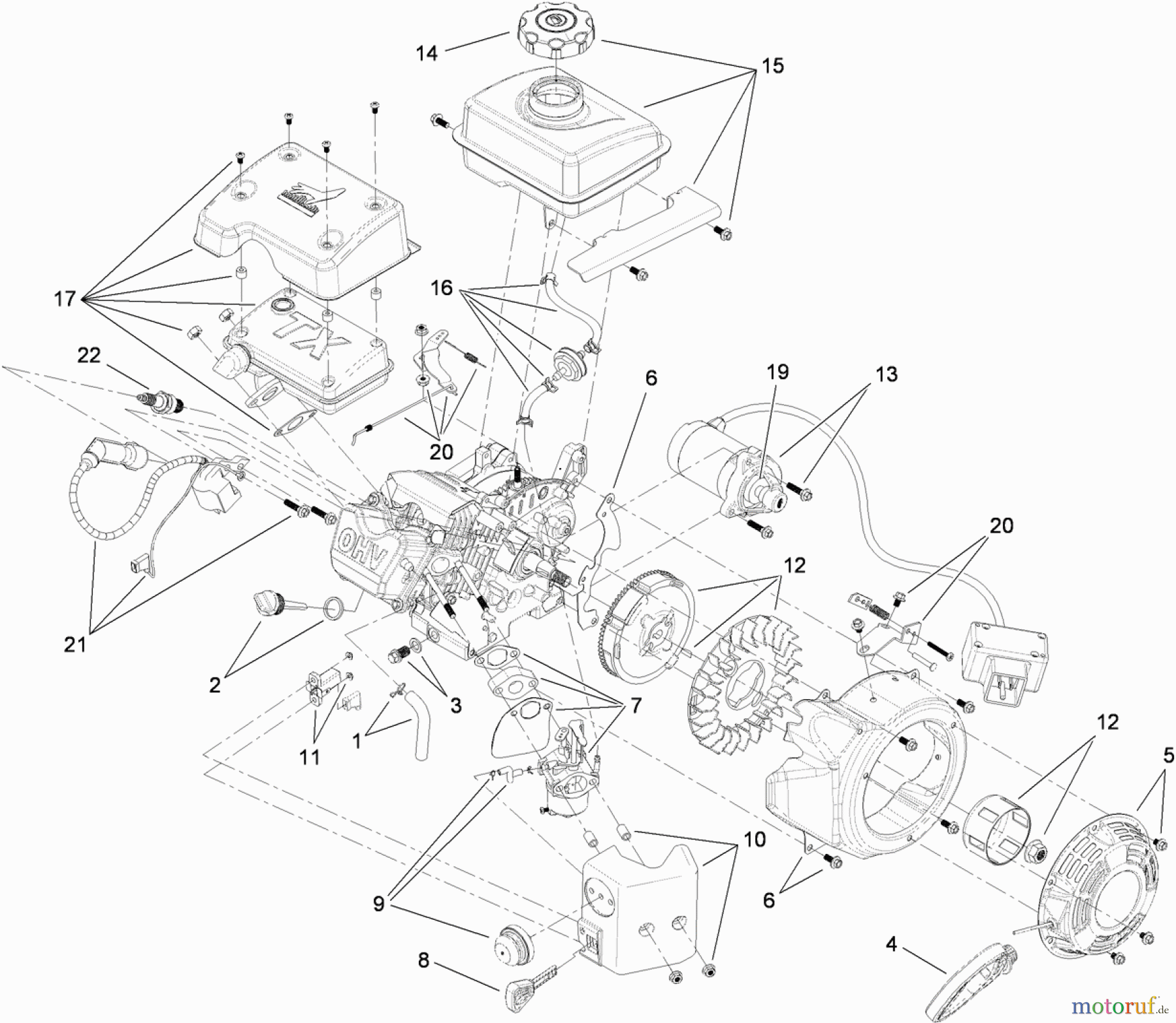 Toro Neu Snow Blowers/Snow Throwers Seite 1 38282 (180) - Toro Power Clear 180 Snowthrower, 2010 (310021429-310999999) ELECTRIC START ENGINE COMPONENT ASSEMBLY NO. 119-1919