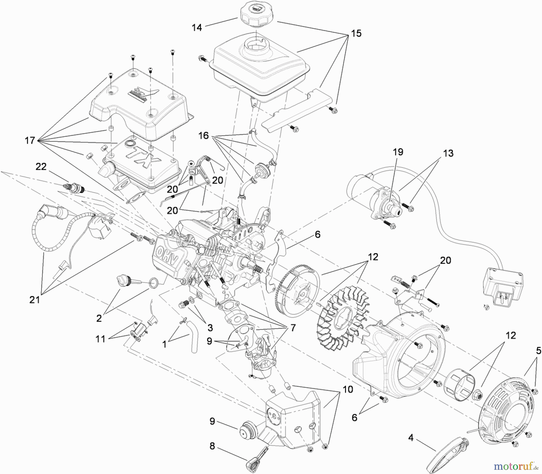 Toro Neu Snow Blowers/Snow Throwers Seite 1 38282 (180) - Toro Power Clear 180 Snowthrower, 2011 (311003001-311999999) ELECTRIC START ENGINE COMPONENT ASSEMBLY NO. 119-1975