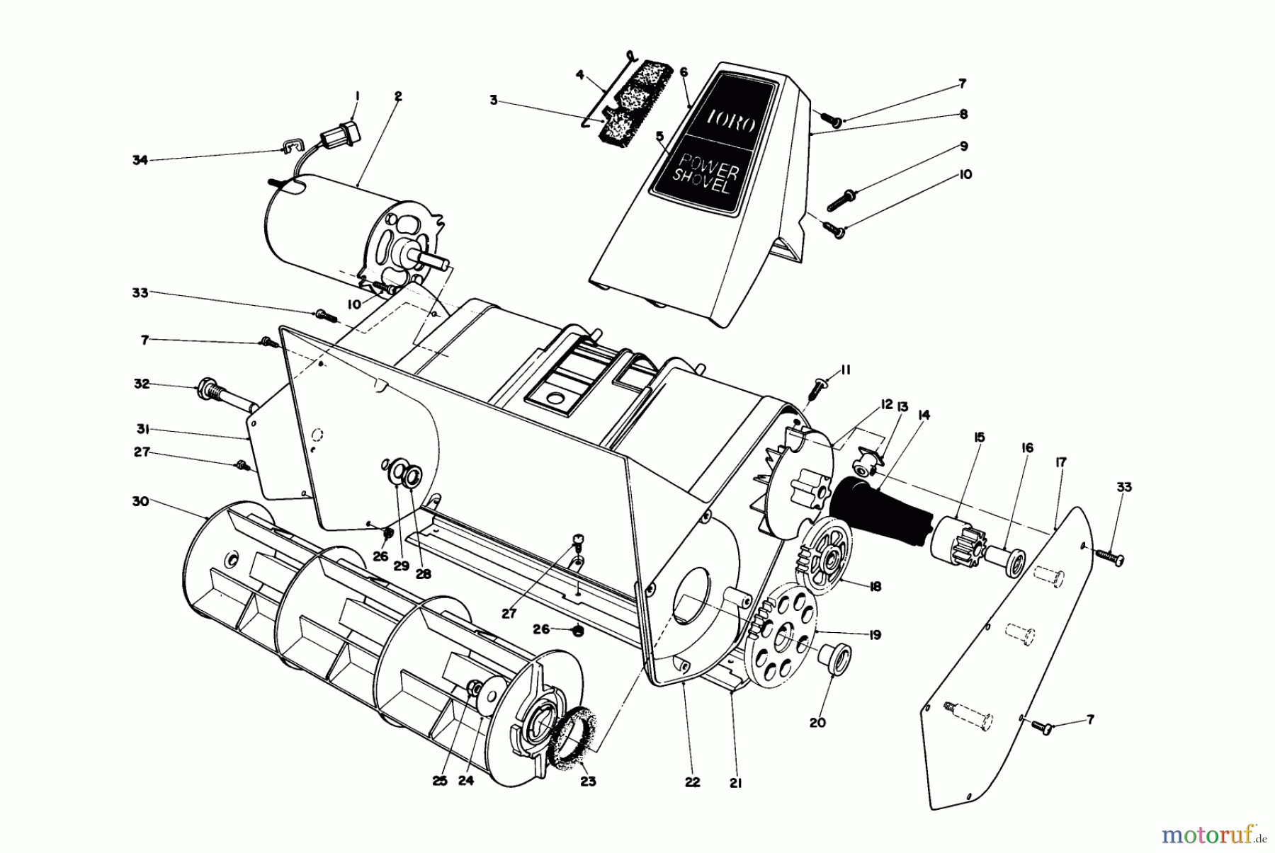 Toro Neu Snow Blowers/Snow Throwers Seite 1 38305 - Toro Power Shovel Snowthrower, 1981 (1090101-1999999) ROTOR HOUSING ASSEMBLY