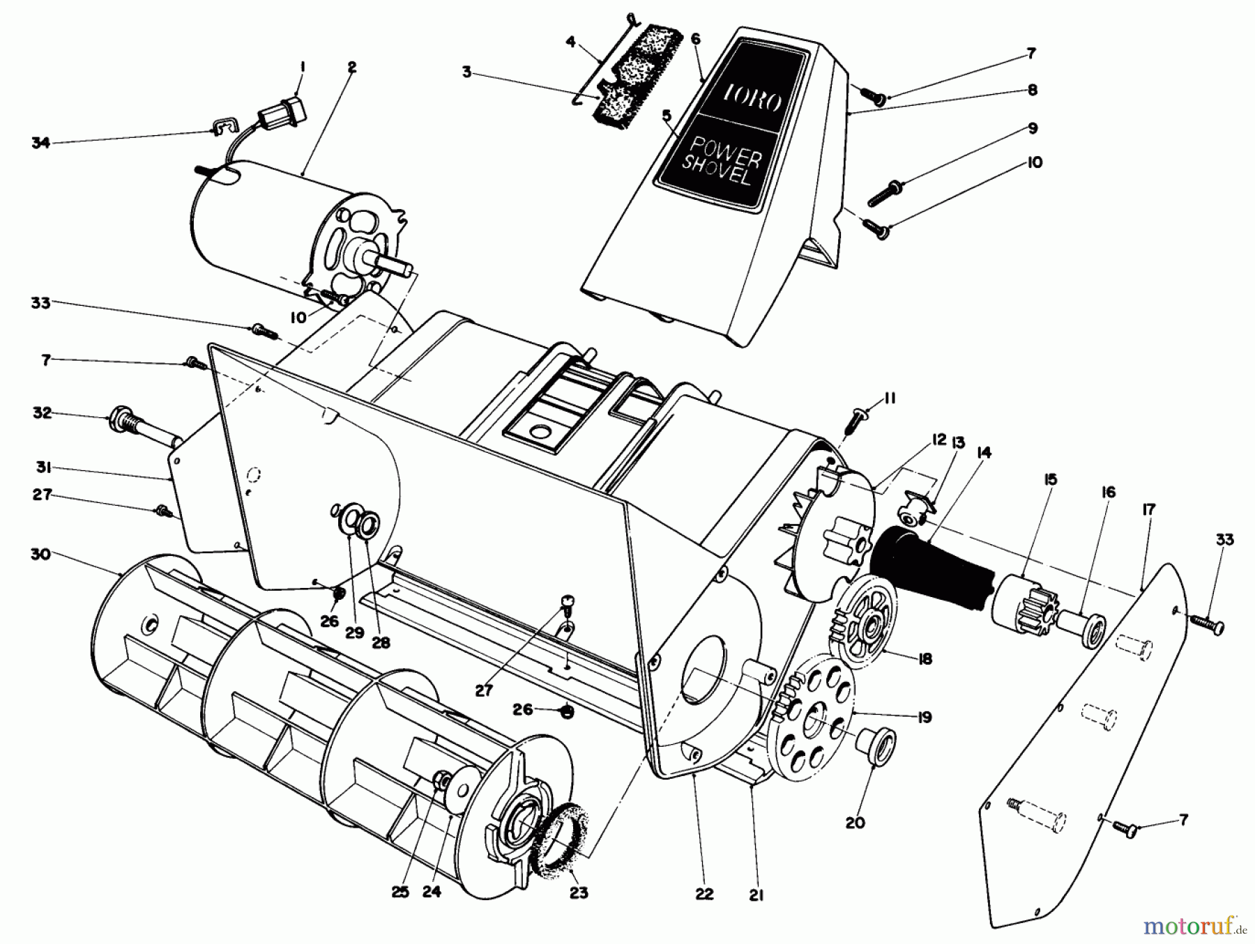 Toro Neu Snow Blowers/Snow Throwers Seite 1 38305 - Toro Power Shovel Snowthrower, 1983 (3000001-3999999) ROTOR HOUSING ASSEMBLY