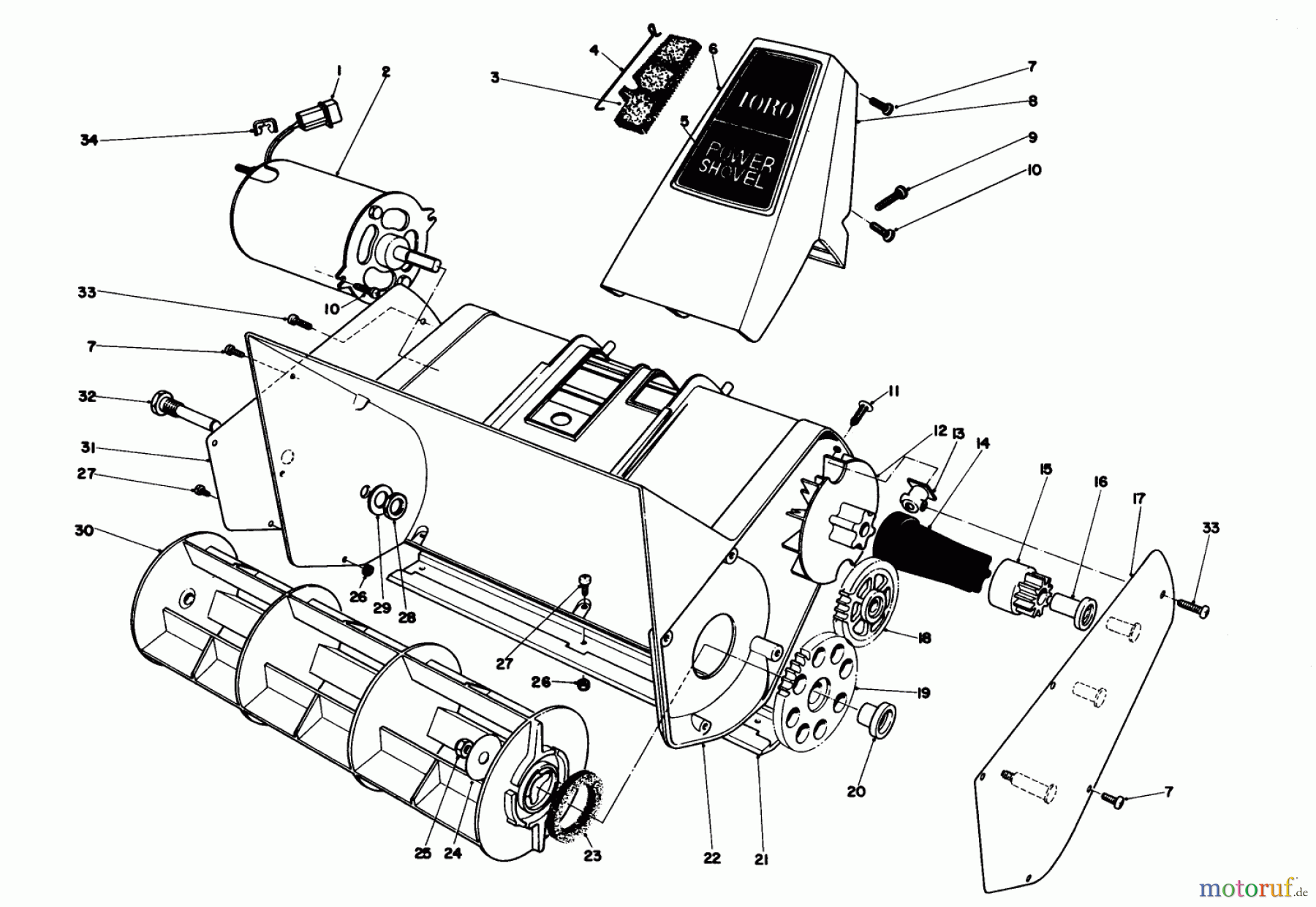 Toro Neu Snow Blowers/Snow Throwers Seite 1 38305 - Toro Power Shovel Snowthrower, 1984 (4000001-4999999) ROTOR HOUSING ASSEMBLY