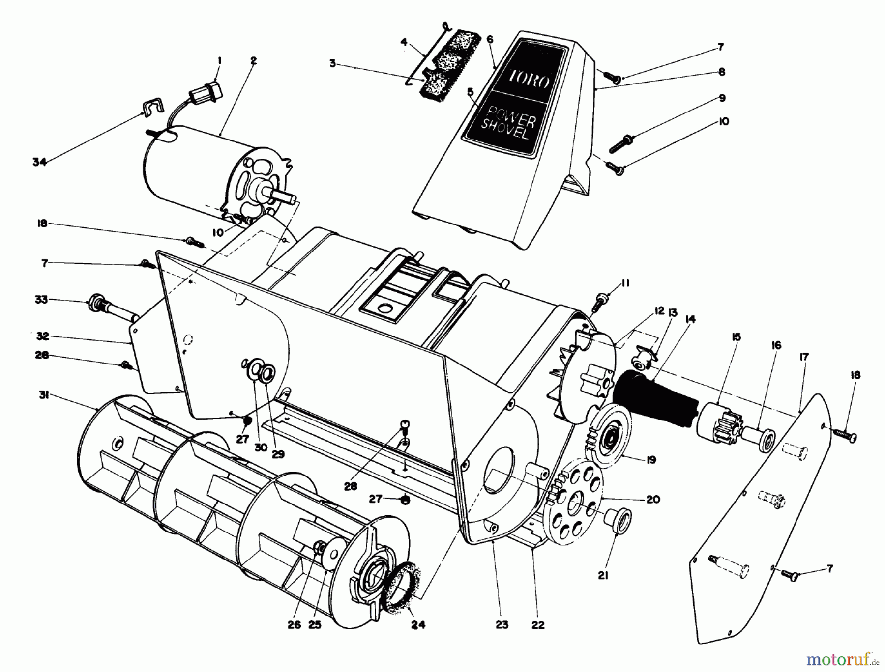 Toro Neu Snow Blowers/Snow Throwers Seite 1 38305 - Toro Power Shovel Snowthrower, 1985 (5000001-5999999) ROTOR HOUSING ASSEMBLY