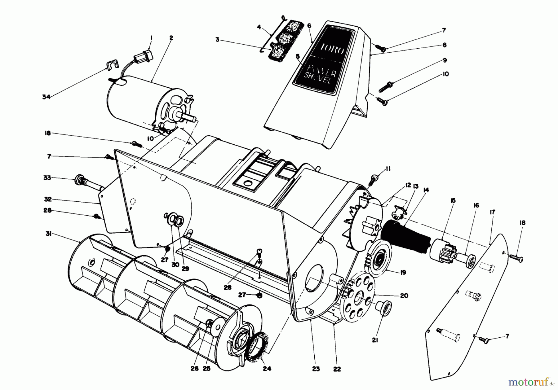 Toro Neu Snow Blowers/Snow Throwers Seite 1 38305C - Toro Power Shovel Snowthrower, 1986 (6000001-6999999) ROTOR HOUSING ASSEMBLY