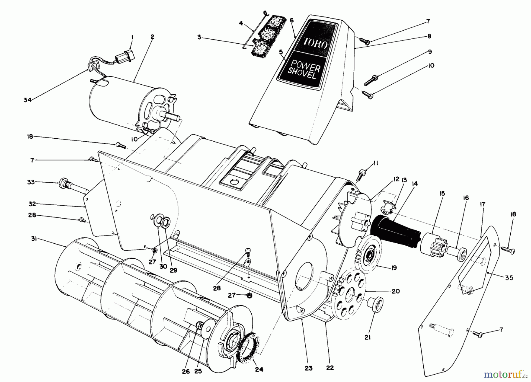 Toro Neu Snow Blowers/Snow Throwers Seite 1 38305C - Toro Power Shovel Snowthrower, 1988 (8000001-8999999) ROTOR HOUSING ASSEMBLY
