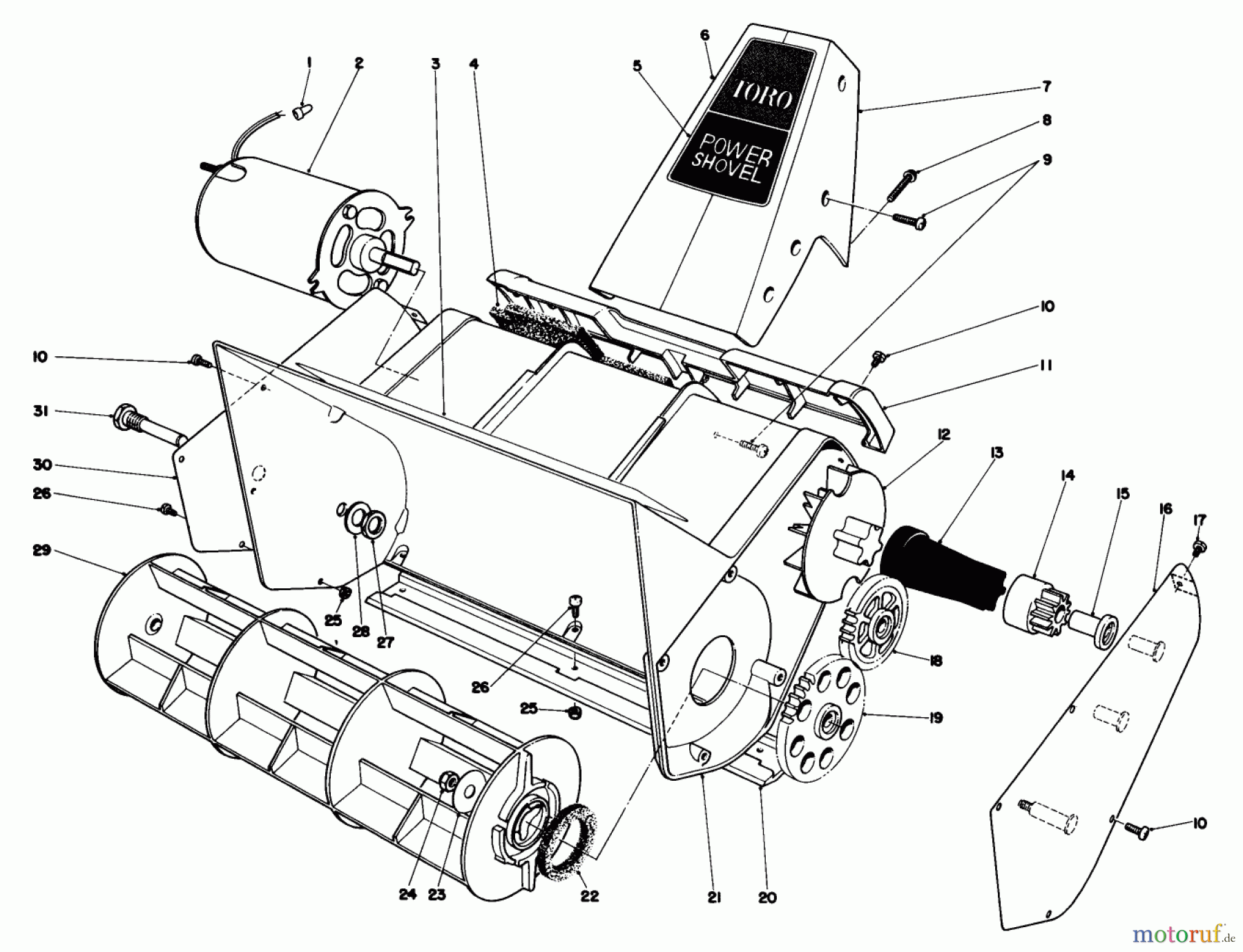 Toro Neu Snow Blowers/Snow Throwers Seite 1 38310 - Toro Power Shovel Snowthrower, 1980 (0000001-0999999) ROTOR HOUSING ASSEMBLY