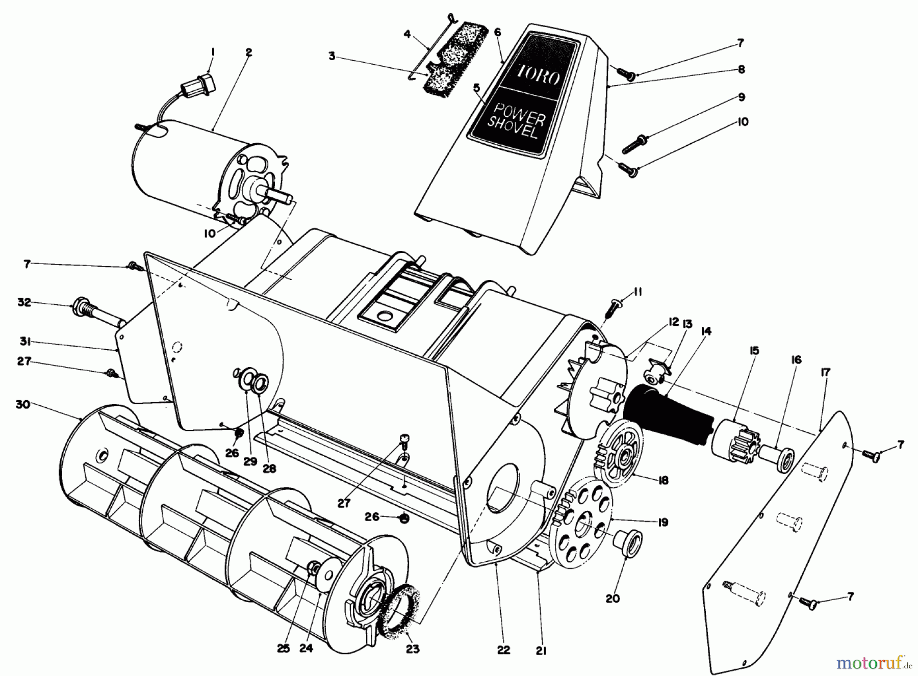 Toro Neu Snow Blowers/Snow Throwers Seite 1 38310 - Toro Power Shovel Snowthrower, 1982 (2000001-2999999) ROTOR HOUSING ASSEMBLY