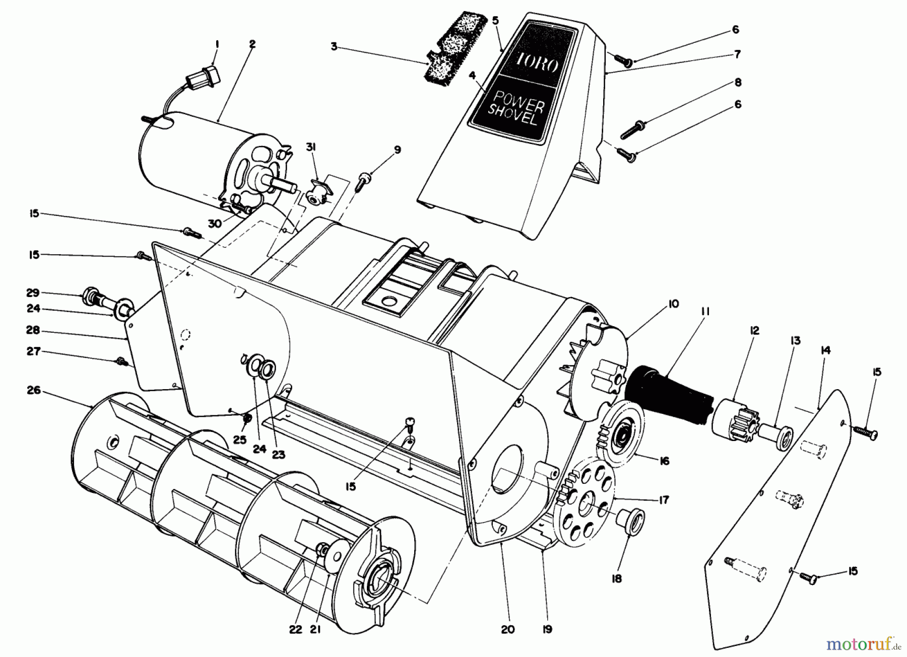 Toro Neu Snow Blowers/Snow Throwers Seite 1 38310 - Toro Power Shovel Snowthrower, 1990 (0000001-0999999) ROTOR HOUSING ASSEMBLY