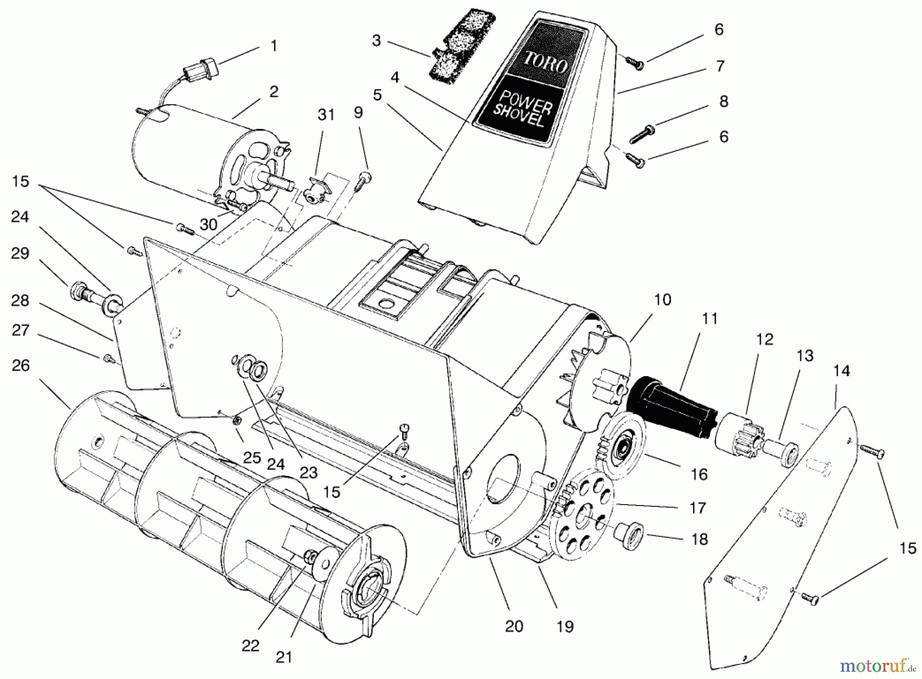 Toro Neu Snow Blowers/Snow Throwers Seite 1 38310 - Toro Power Shovel Snowthrower, 1999 (99000001-99999999) ROTOR HOUSING ASSEMBLY