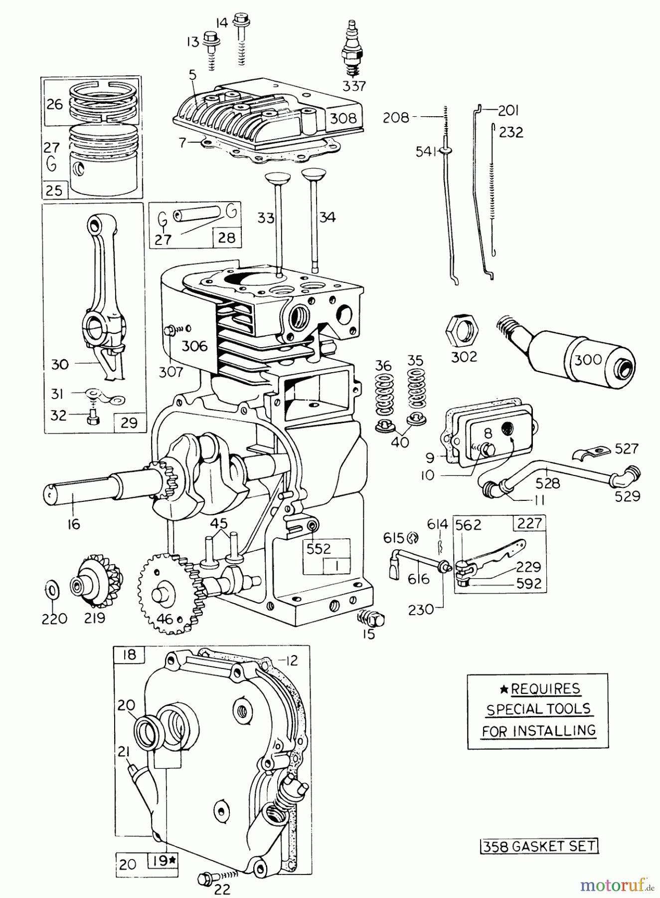 Toro Neu Blowers/Vacuums/Chippers/Shredders 62933 - Toro 5 hp Lawn Blower, 1975 (5000001-5999999) ENGINE MODEL NO. 130202 TYPE 0492-01 BRIGGS & STRATTON