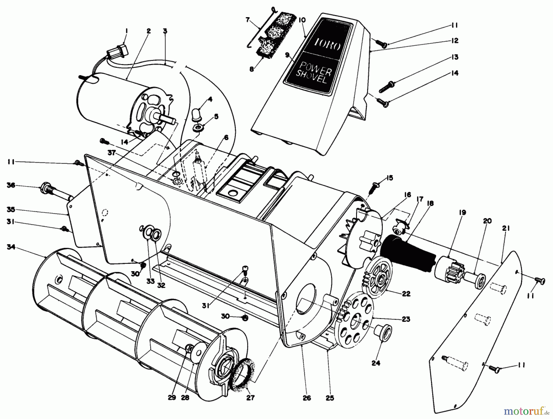 Toro Neu Snow Blowers/Snow Throwers Seite 1 38315 - Toro Power Shovel Snowthrower, 1982 (2000001-2999999) ROTOR HOUSING ASSEMBLY
