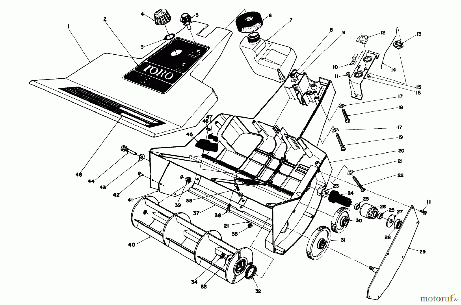 Toro Neu Snow Blowers/Snow Throwers Seite 1 38350 - Toro Gas Power Shovel Snowthrower, 1985 (5000001-5999999) ROTOR HOUSING ASSEMBLY