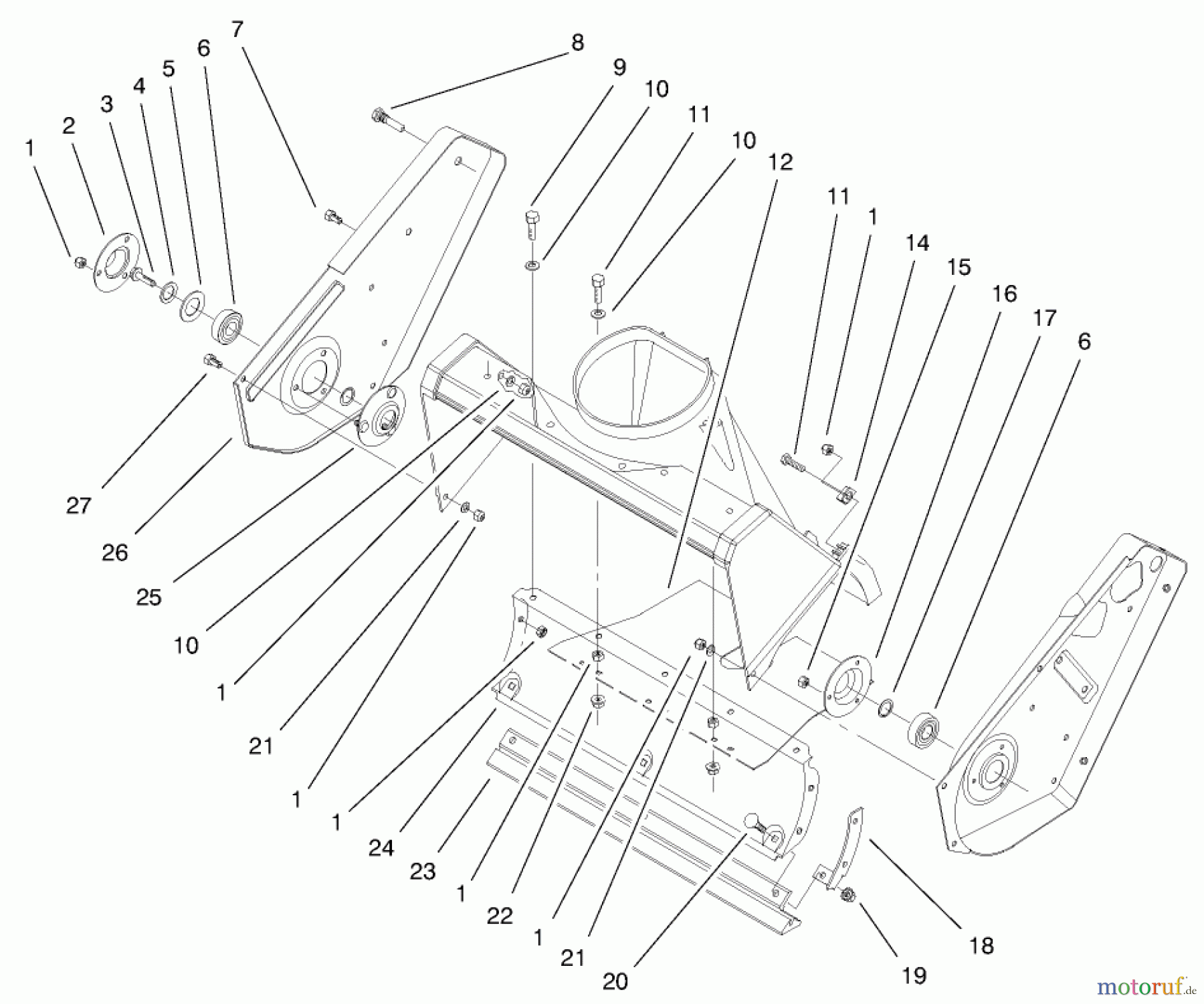 Toro Neu Snow Blowers/Snow Throwers Seite 1 38413 (2450) - Toro CCR 2450 Snowthrower, 2000 (000000001-000999999) HOUSING AND SIDE PLATE ASSEMBLY