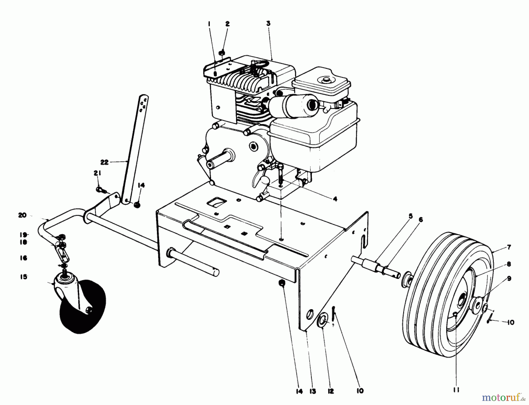 Toro Neu Blowers/Vacuums/Chippers/Shredders 62933 - Toro 5 hp Lawn Blower, 1978 (8000001-8999999) ENGINE AND BASE ASSEMBLY
