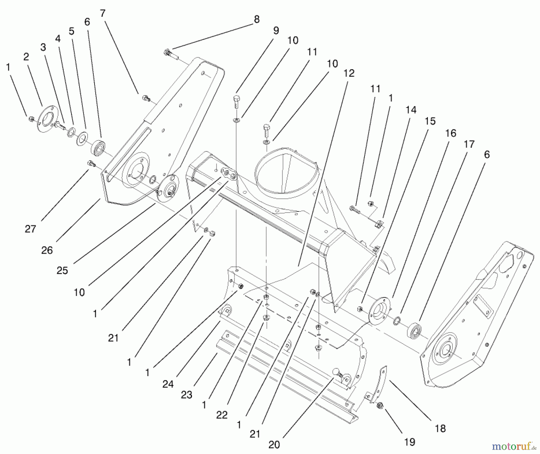 Toro Neu Snow Blowers/Snow Throwers Seite 1 38428 (2450) - Toro CCR 2450 Snowthrower, 2001 (210000001-210999999) HOUSING AND SIDE PLATE ASSEMBLY