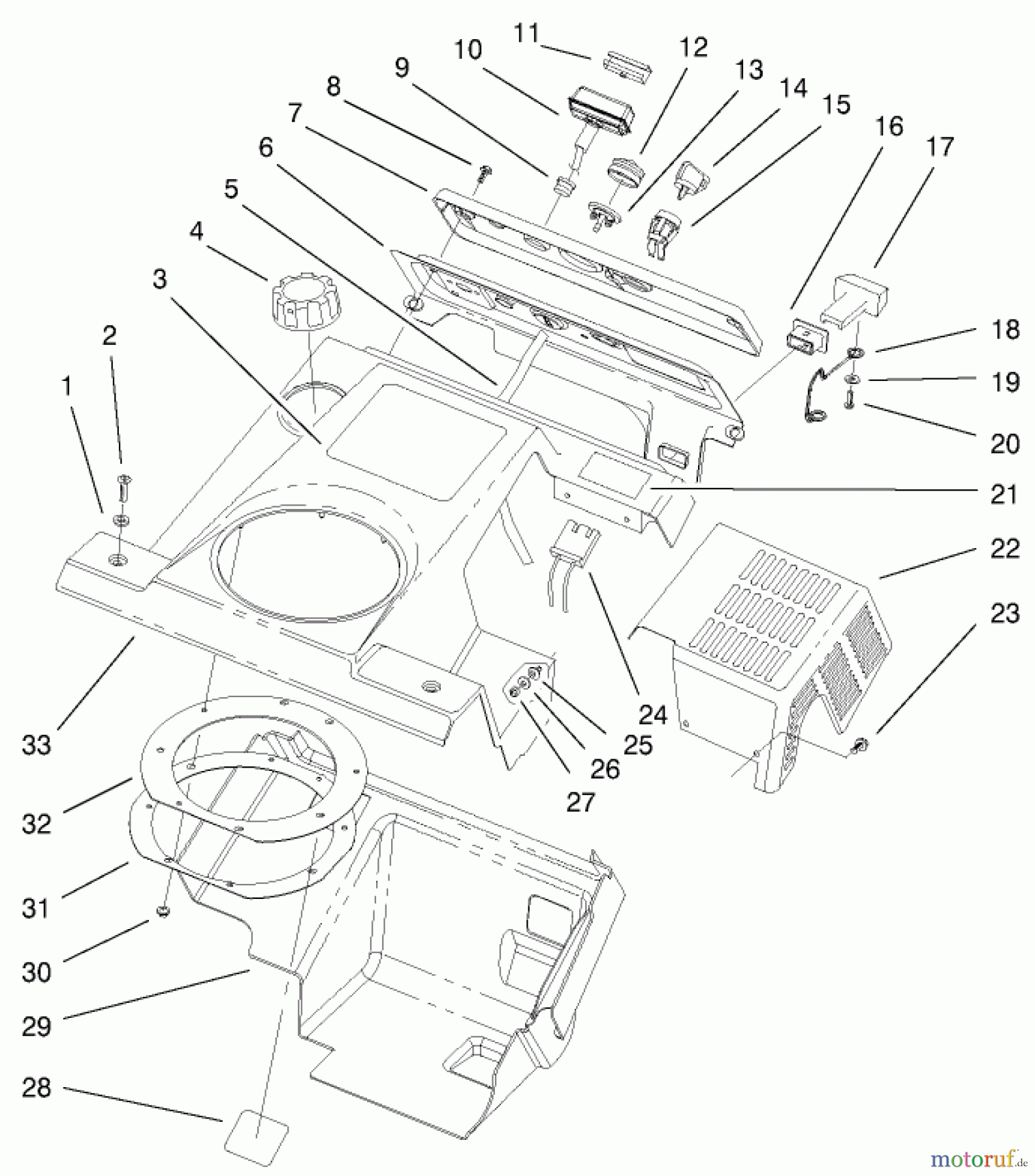  Toro Neu Snow Blowers/Snow Throwers Seite 1 38429 (2450) - Toro CCR 2450 Snowthrower, 2001 (210000001-210999999) UPPER SHROUD AND CONTROL PANEL ASSEMBLY