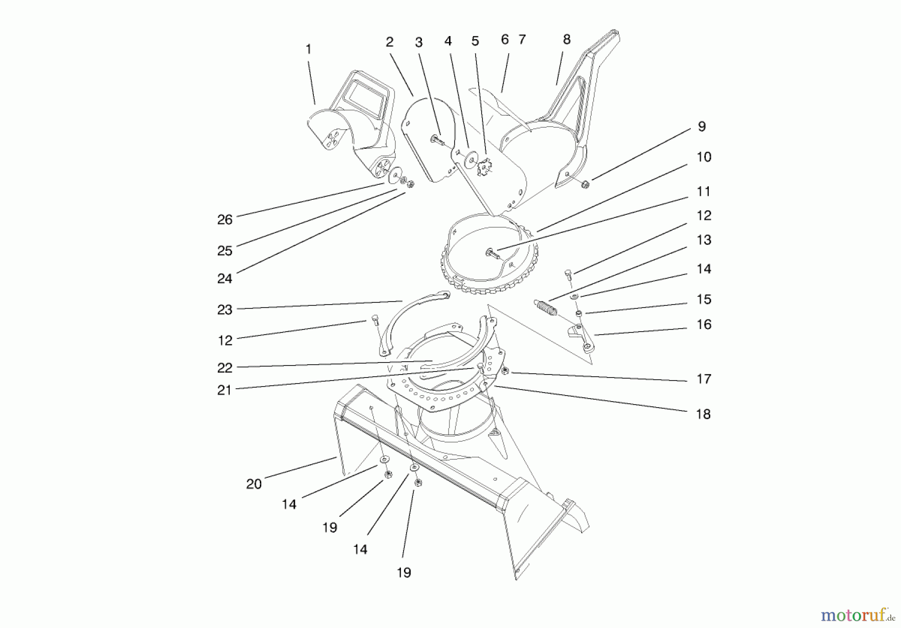Toro Neu Snow Blowers/Snow Throwers Seite 1 38414 (2400) - Toro CCR 2400 Snowthrower, 1998 (8900001-8999999) DISCHARGE CHUTE ASSEMBLY