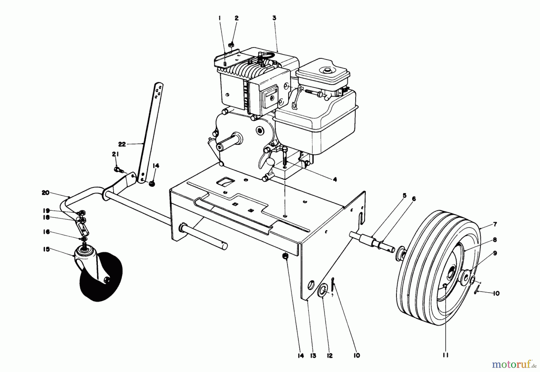  Toro Neu Blowers/Vacuums/Chippers/Shredders 62933 - Toro 5 hp Lawn Blower, 1979 (9000001-9999999) ENGINE AND BASE ASSEMBLY