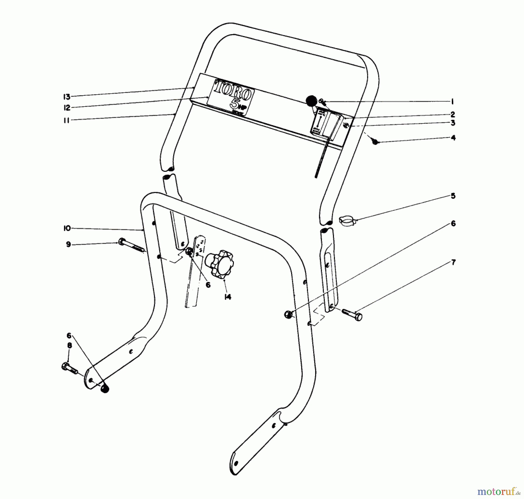  Toro Neu Blowers/Vacuums/Chippers/Shredders 62933 - Toro 5 hp Lawn Blower, 1979 (9000001-9999999) HANDLE ASSEMBLY