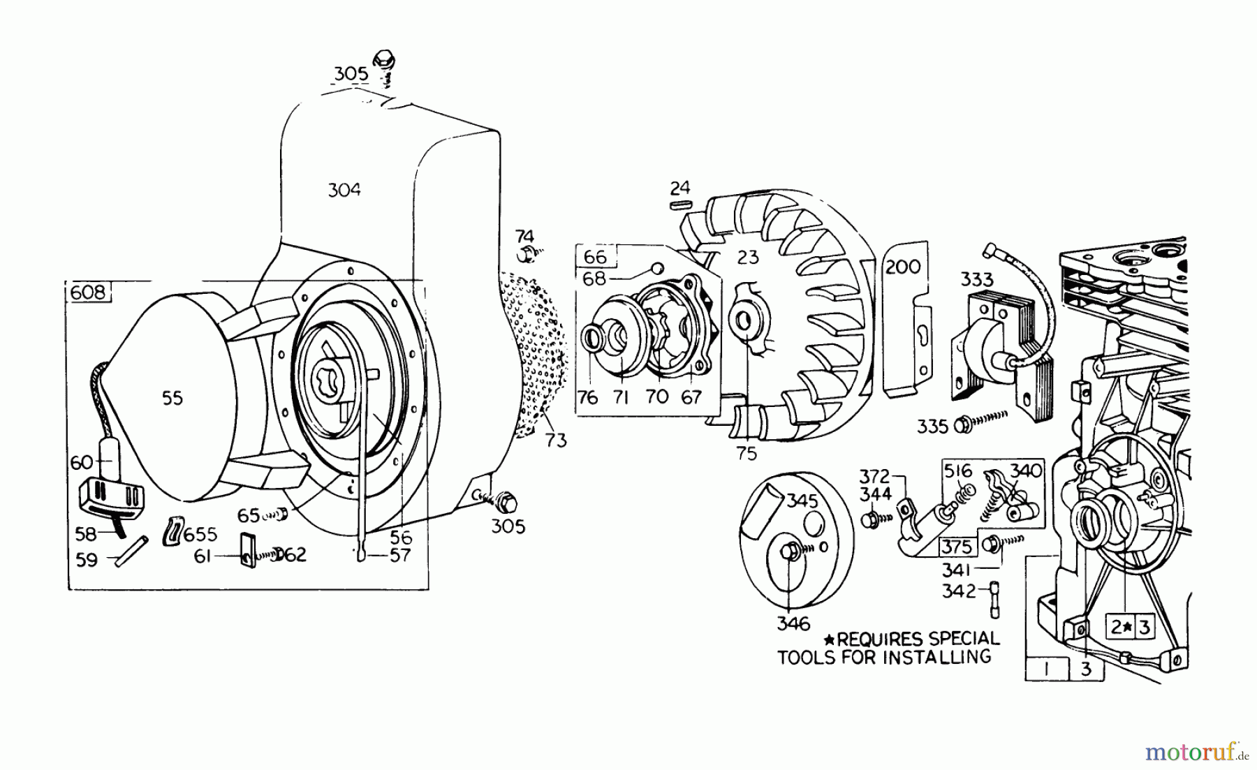  Toro Neu Blowers/Vacuums/Chippers/Shredders 62933 - Toro 5 hp Lawn Blower, 1979 (9000001-9999999) REWIND STARTER