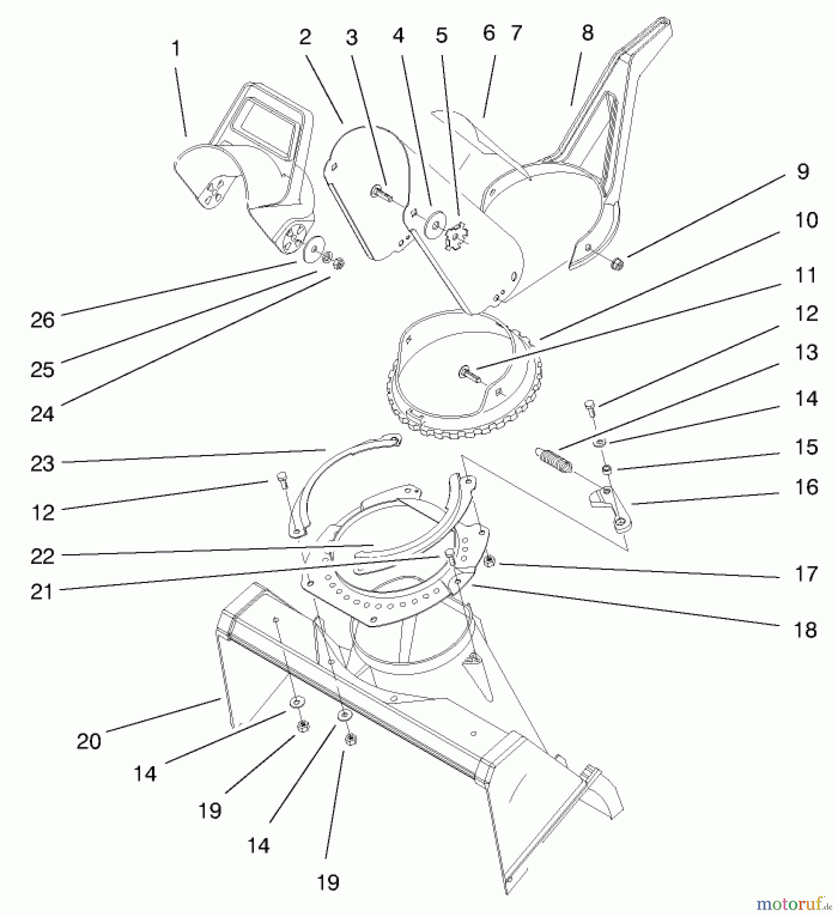 Toro Neu Snow Blowers/Snow Throwers Seite 1 38420 (2500) - Toro CCR 2500 Snowthrower, 1997 (7900001-7999999) DISCHARGE CHUTE ASSEMBLY
