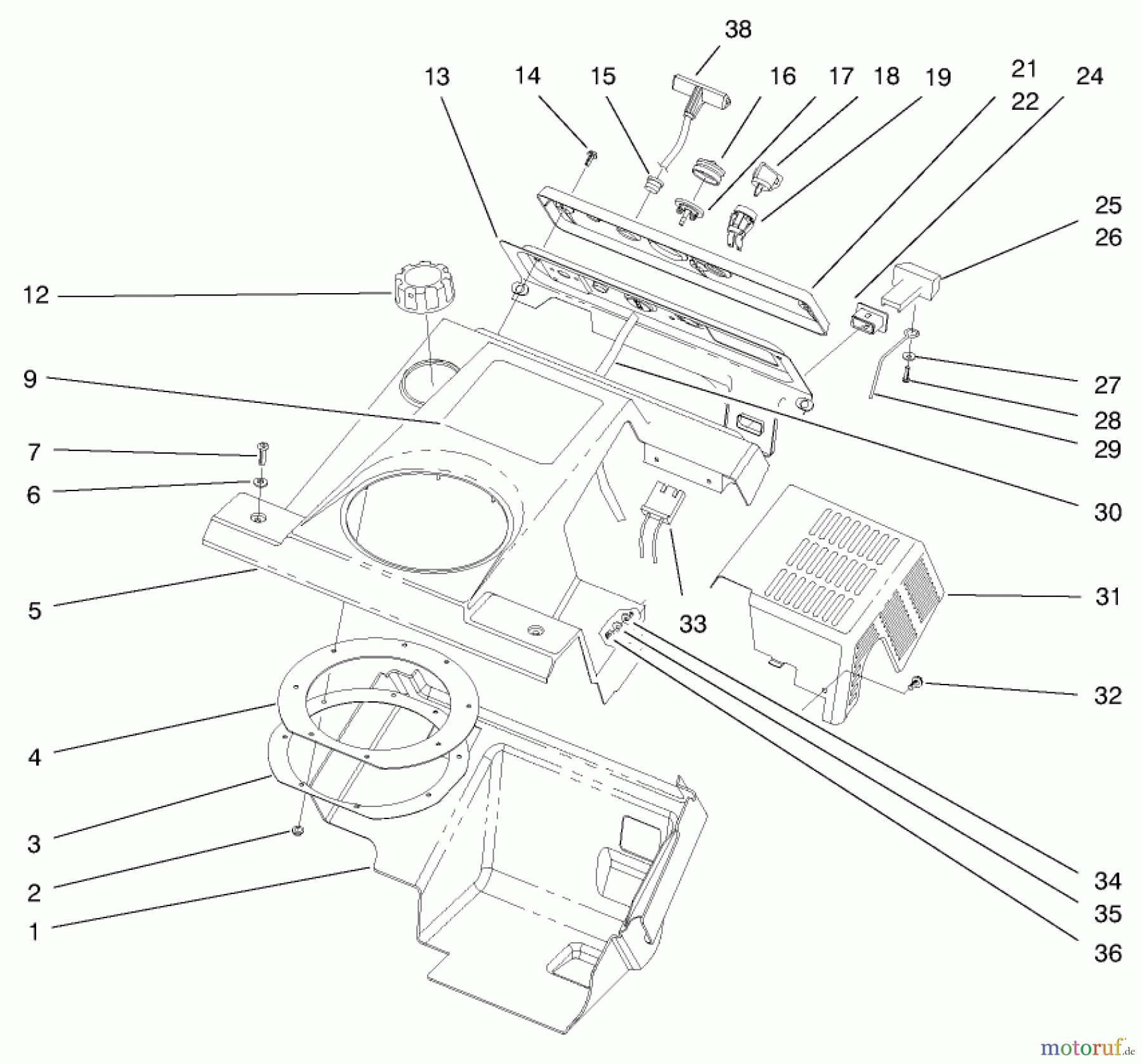 Toro Neu Snow Blowers/Snow Throwers Seite 1 38421 (2500) - Toro CCR 2500 Snowthrower, 1997 (7900001-7999999) SHROUD ASSEMBLY
