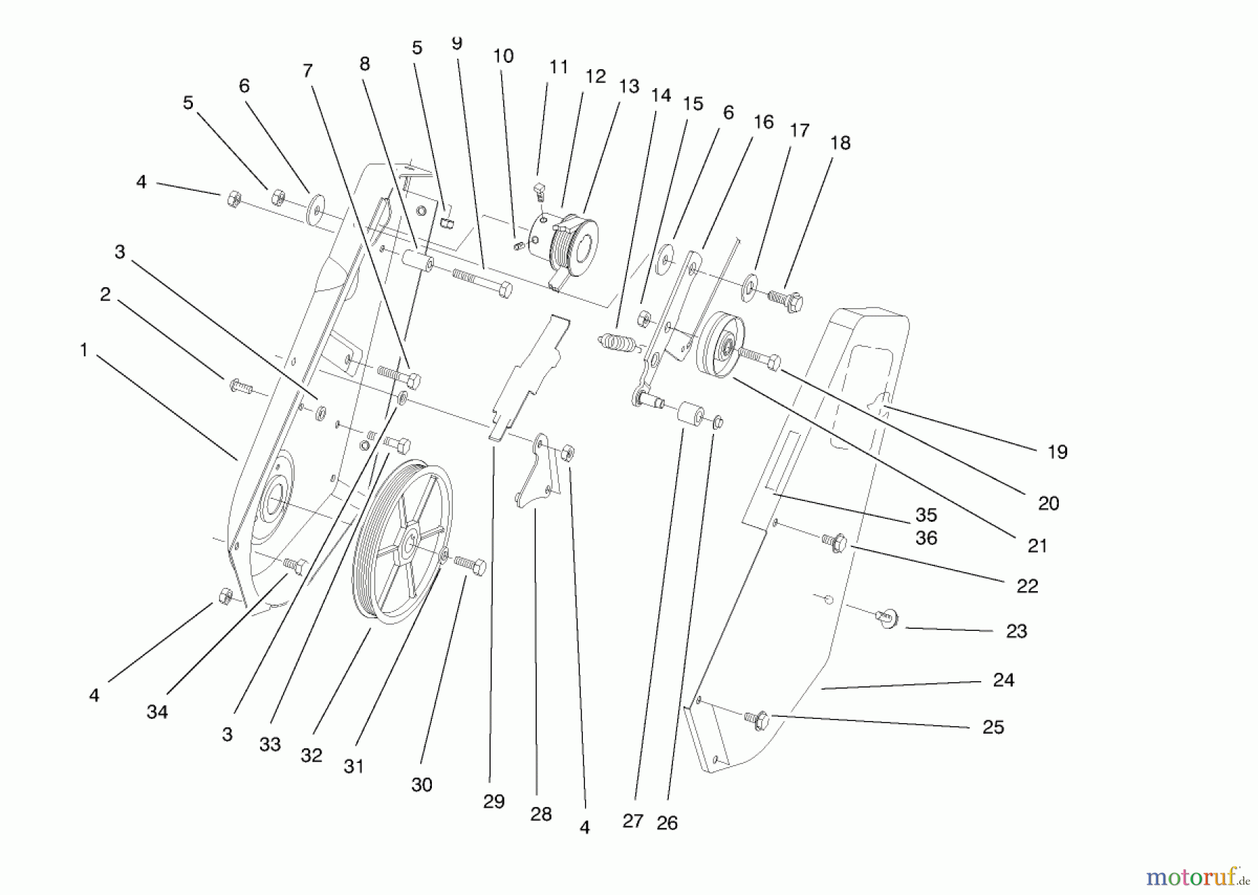 Toro Neu Snow Blowers/Snow Throwers Seite 1 38423 (2500) - Toro CCR 2500 Snowthrower, 1998 (8900001-8999999) PULLEY AND COVER ASSEMBLY
