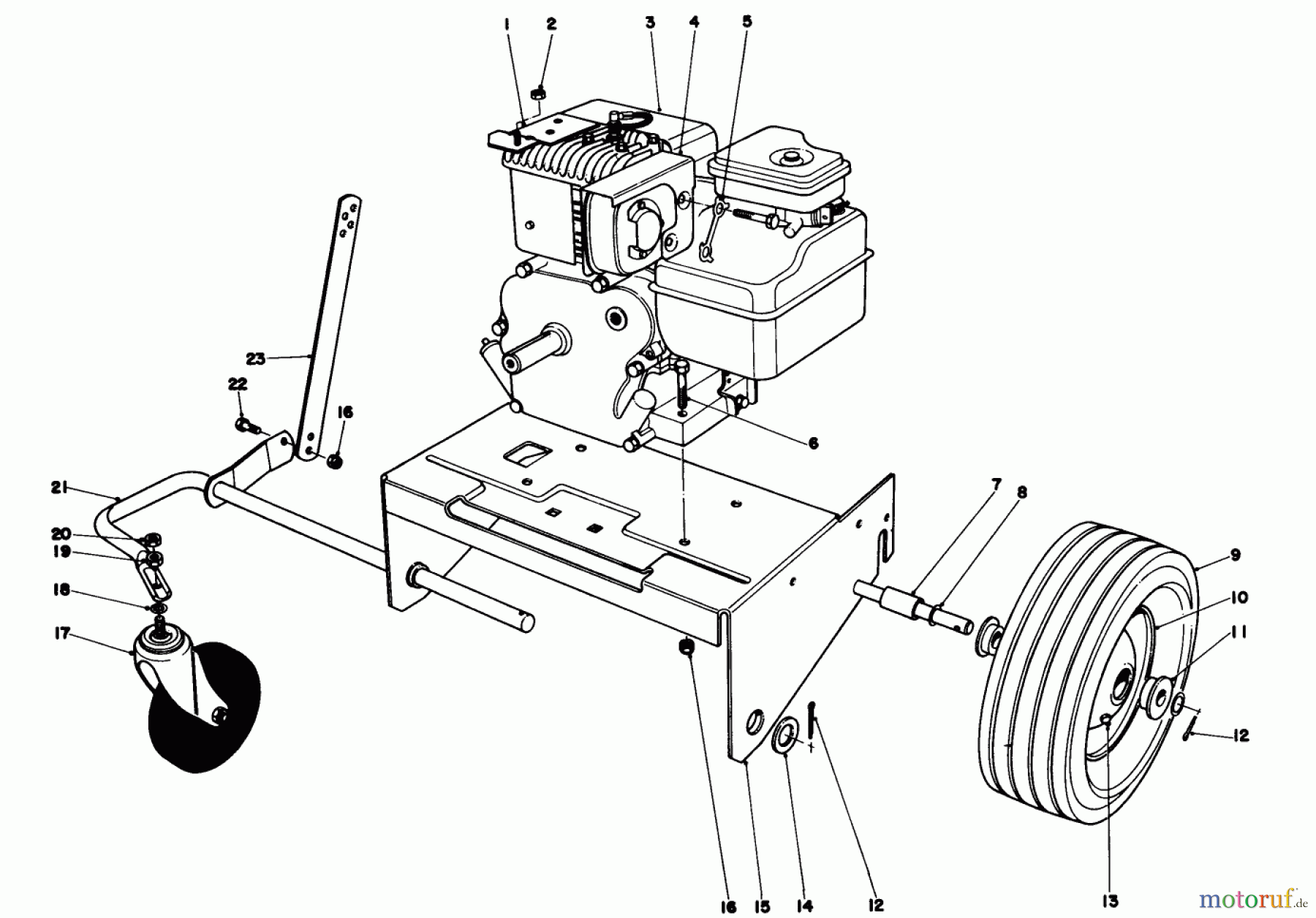 Toro Neu Blowers/Vacuums/Chippers/Shredders 62933 - Toro 5 hp Lawn Blower, 1980 (0000001-0999999) ENGINE AND BASE ASSEMBLY
