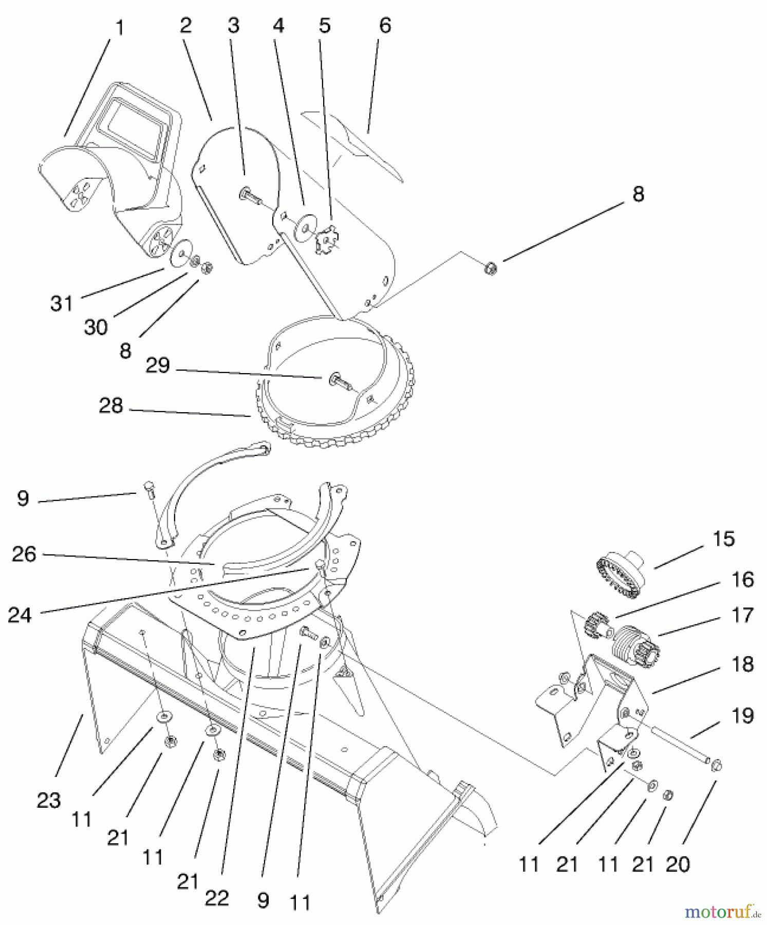 Toro Neu Snow Blowers/Snow Throwers Seite 1 38422 (2500) - Toro CCR 2500 Snowthrower, 1999 (9900001-9999999) DEFLECTOR AND DISCHARGE ASSEMBLY