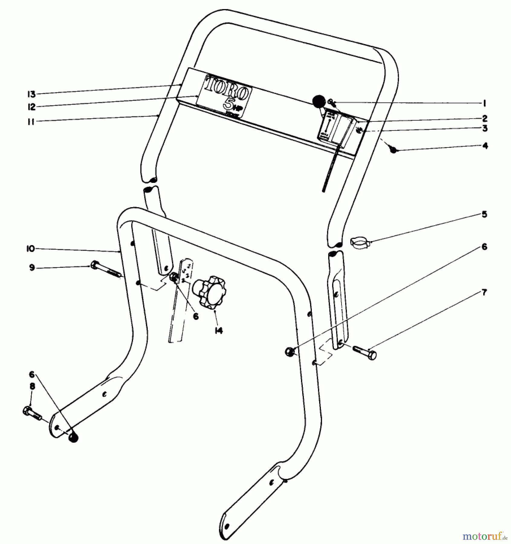 Toro Neu Blowers/Vacuums/Chippers/Shredders 62933 - Toro 5 hp Lawn Blower, 1980 (0000001-0999999) HANDLE ASSEMBLY