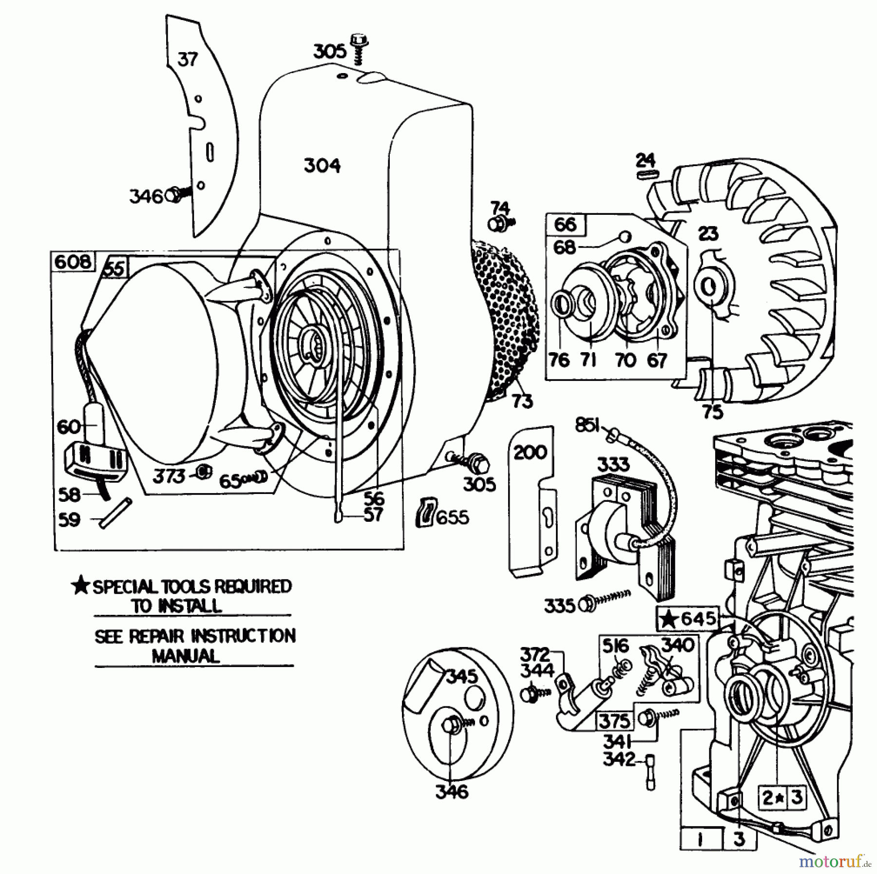 Toro Neu Blowers/Vacuums/Chippers/Shredders 62933 - Toro 5 hp Lawn Blower, 1980 (0000001-0999999) REWIND STARTER