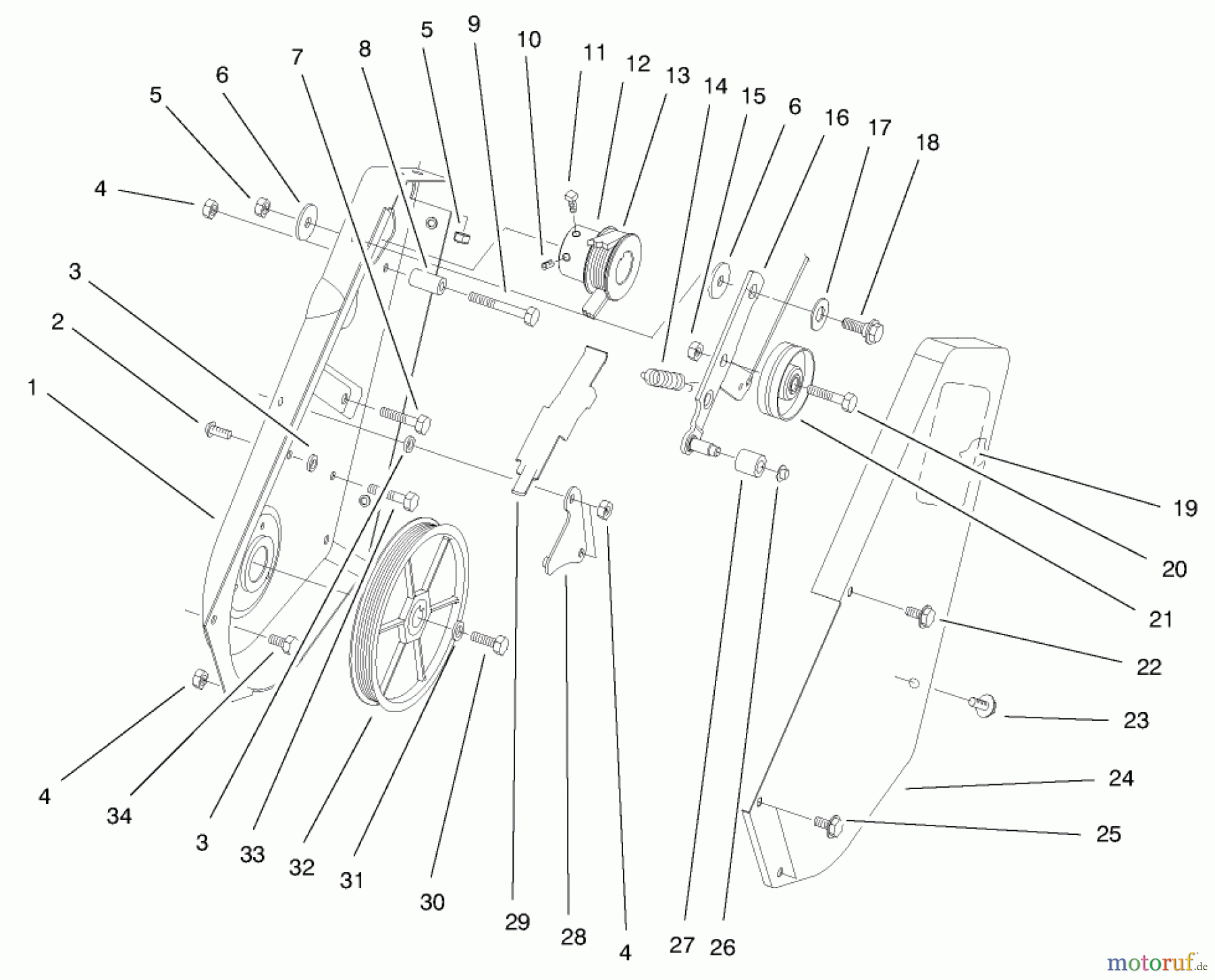Toro Neu Snow Blowers/Snow Throwers Seite 1 38425 (2500) - Toro CCR 2500 Snowthrower, 1997 (7900001-7999999) PULLEY & COVER ASSEMBLY