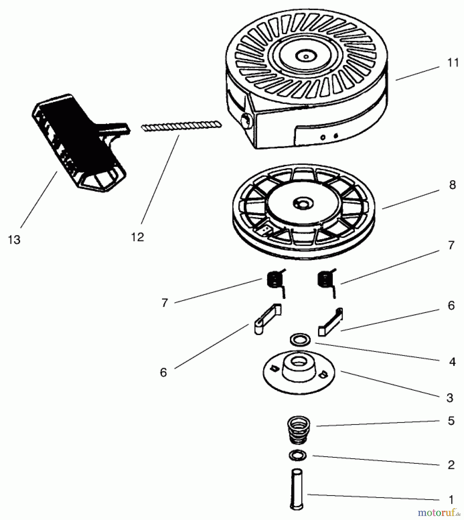 Toro Neu Snow Blowers/Snow Throwers Seite 1 38425 (2500) - Toro CCR 2500 Snowthrower, 1997 (7900001-7999999) RECOIL STARTER ASSEMBLY NO. 590712
