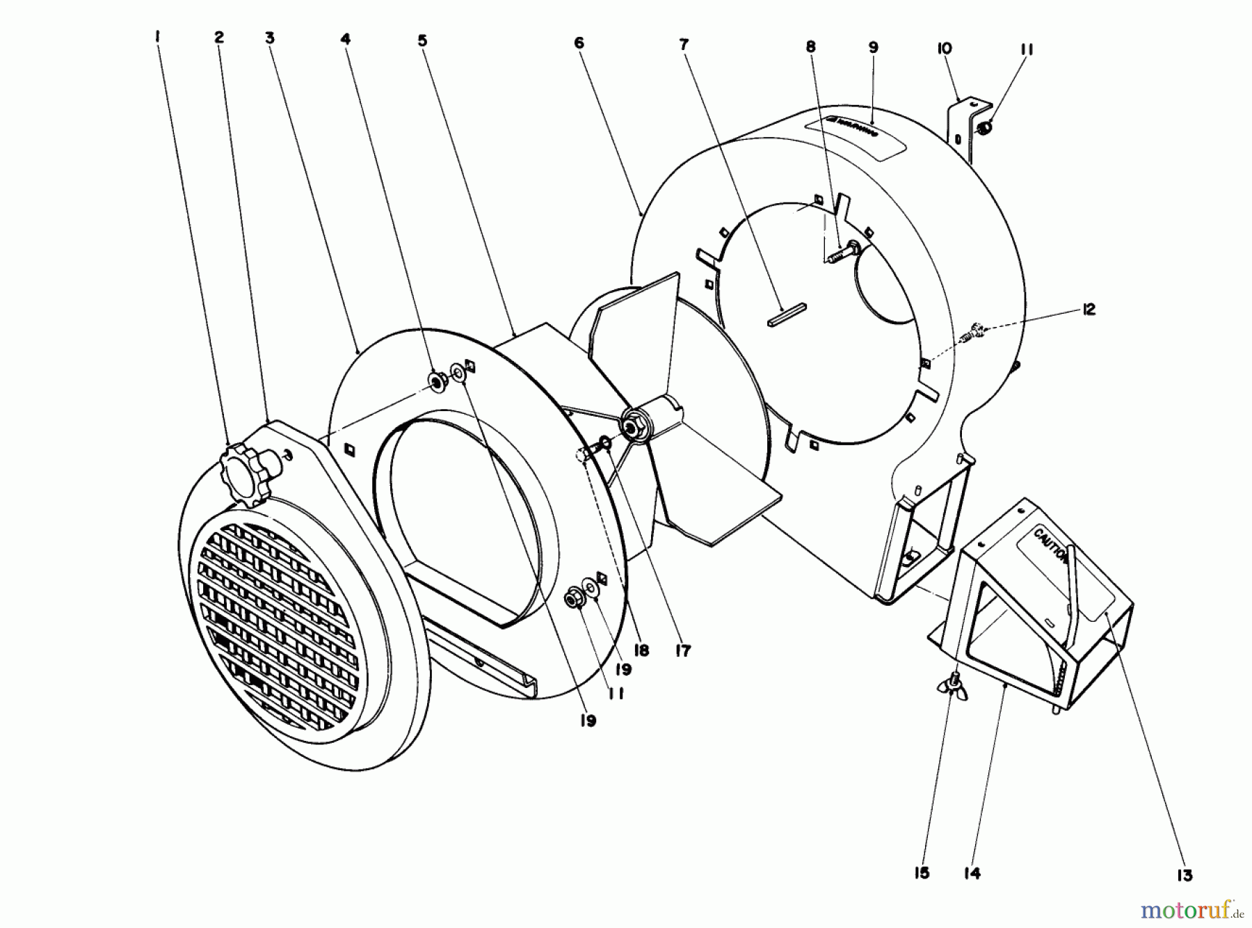 Toro Neu Blowers/Vacuums/Chippers/Shredders 62933 - Toro 5 hp Lawn Blower, 1981 (1000001-1999999) BLOWER ASSEMBLY