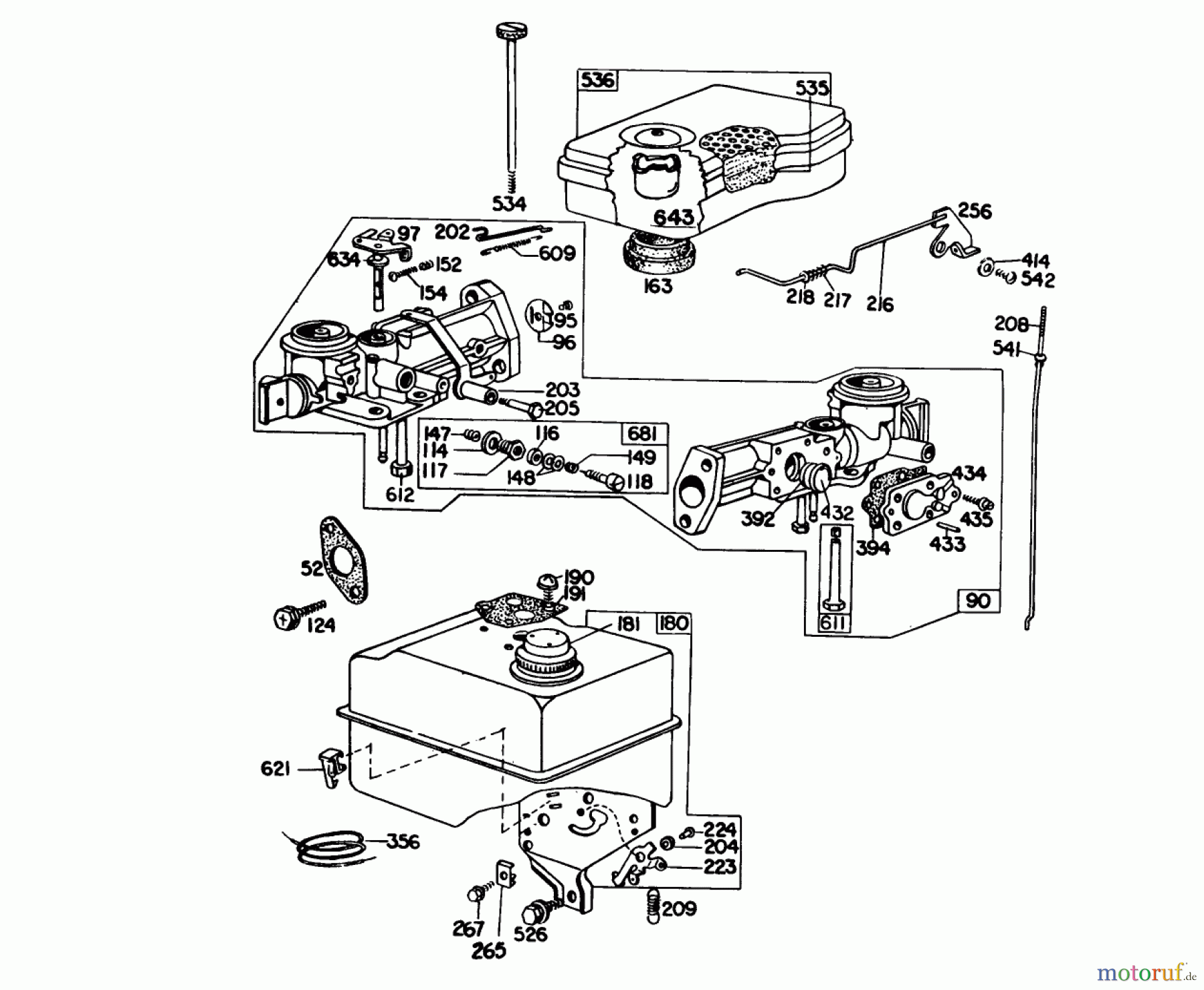 Toro Neu Blowers/Vacuums/Chippers/Shredders 62933 - Toro 5 hp Lawn Blower, 1983 (3000001-3999999) CARBURETOR ASSEMBLY