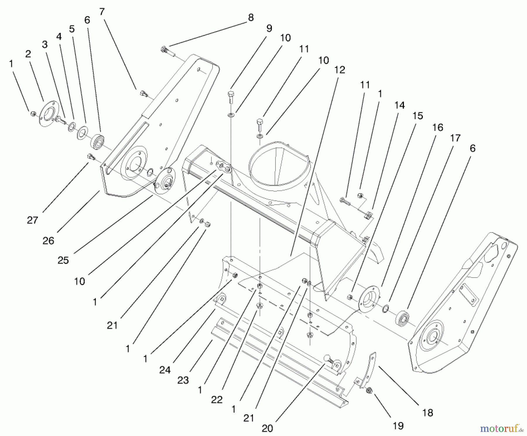 Toro Neu Snow Blowers/Snow Throwers Seite 1 38429 (2450) - Toro CCR 2450 Snowthrower, 2000 (200000001-200999999) HOUSING AND SIDE PLATES ASSEMBLY