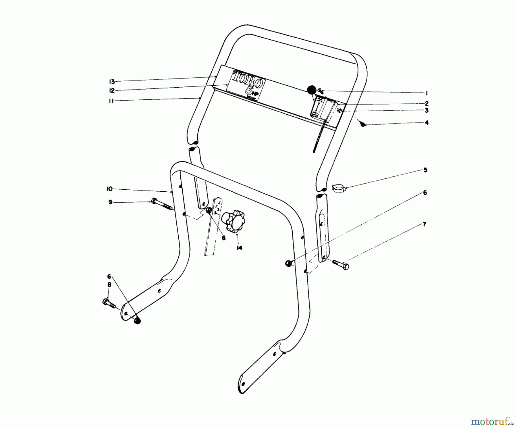  Toro Neu Blowers/Vacuums/Chippers/Shredders 62933 - Toro 5 hp Lawn Blower, 1982 (2000001-2999999) HANDLE ASSEMBLY